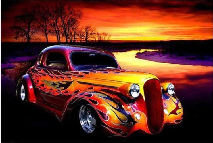 Drive in style with a colorful car, turning heads and painting the town.Colorful Car - Diamondartlove