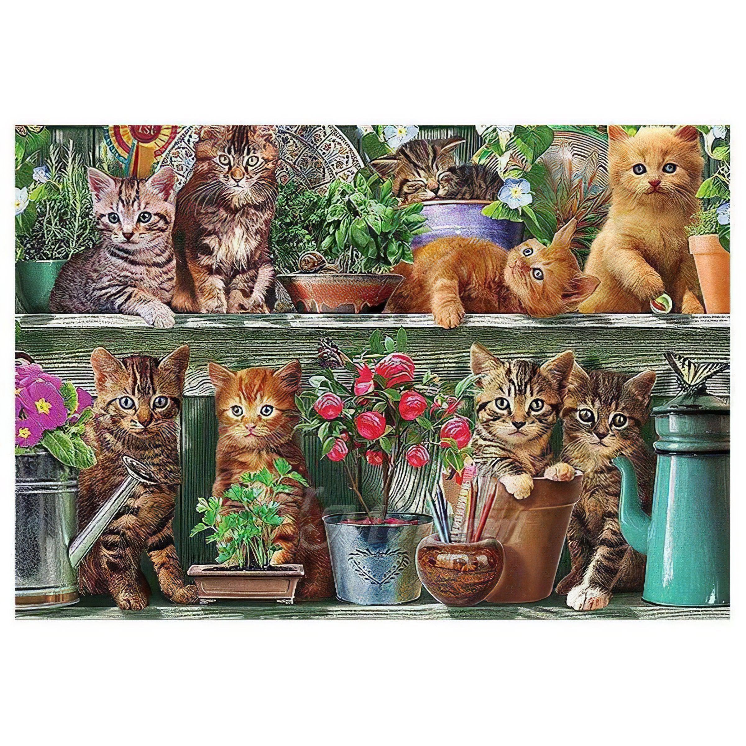 Cats amidst greenery, exploring and lounging, a peaceful coexistence of nature and nurture. Cats With Plants - Diamondartlove