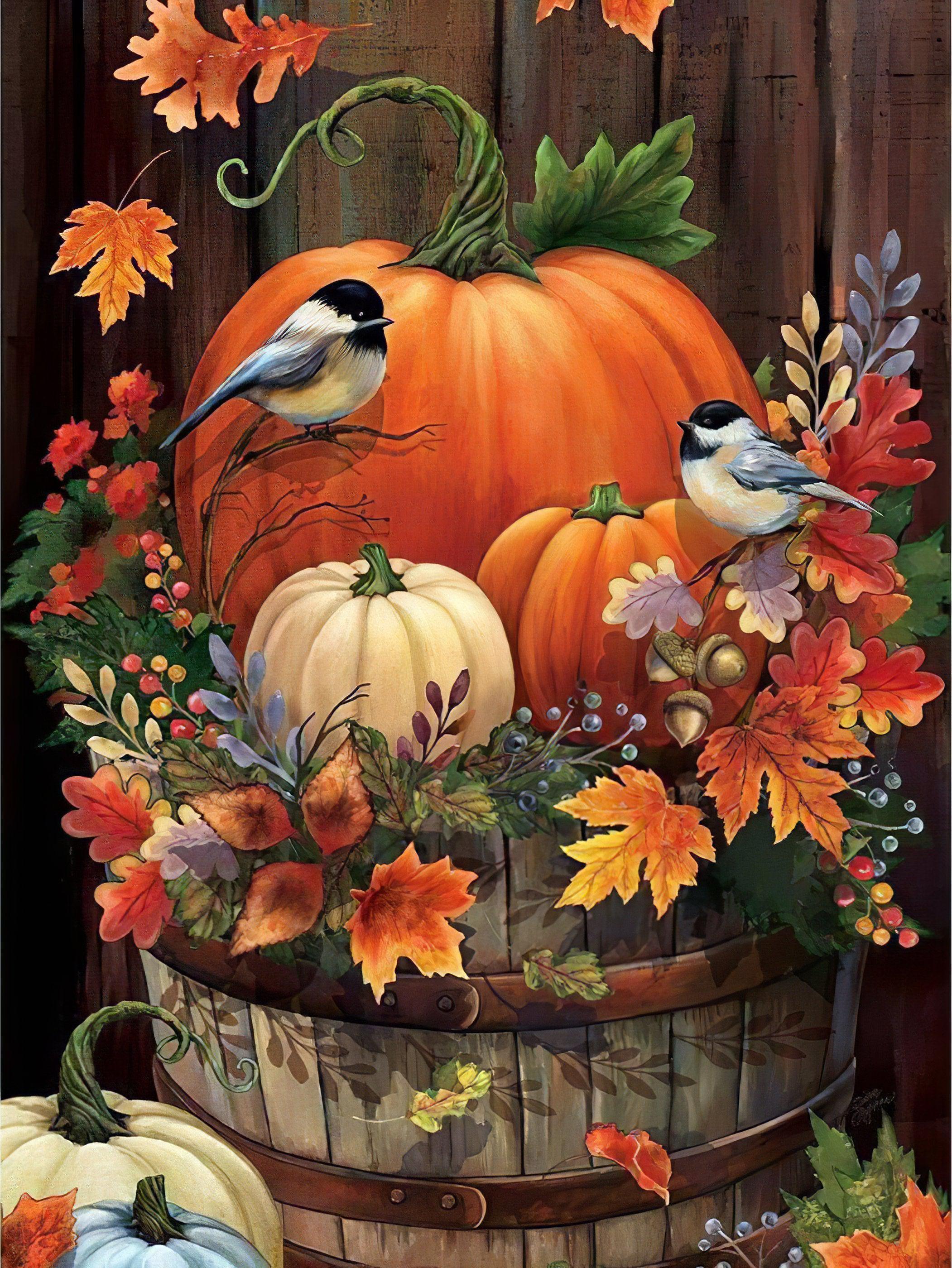 Halloween'S Pumpkin And Bird