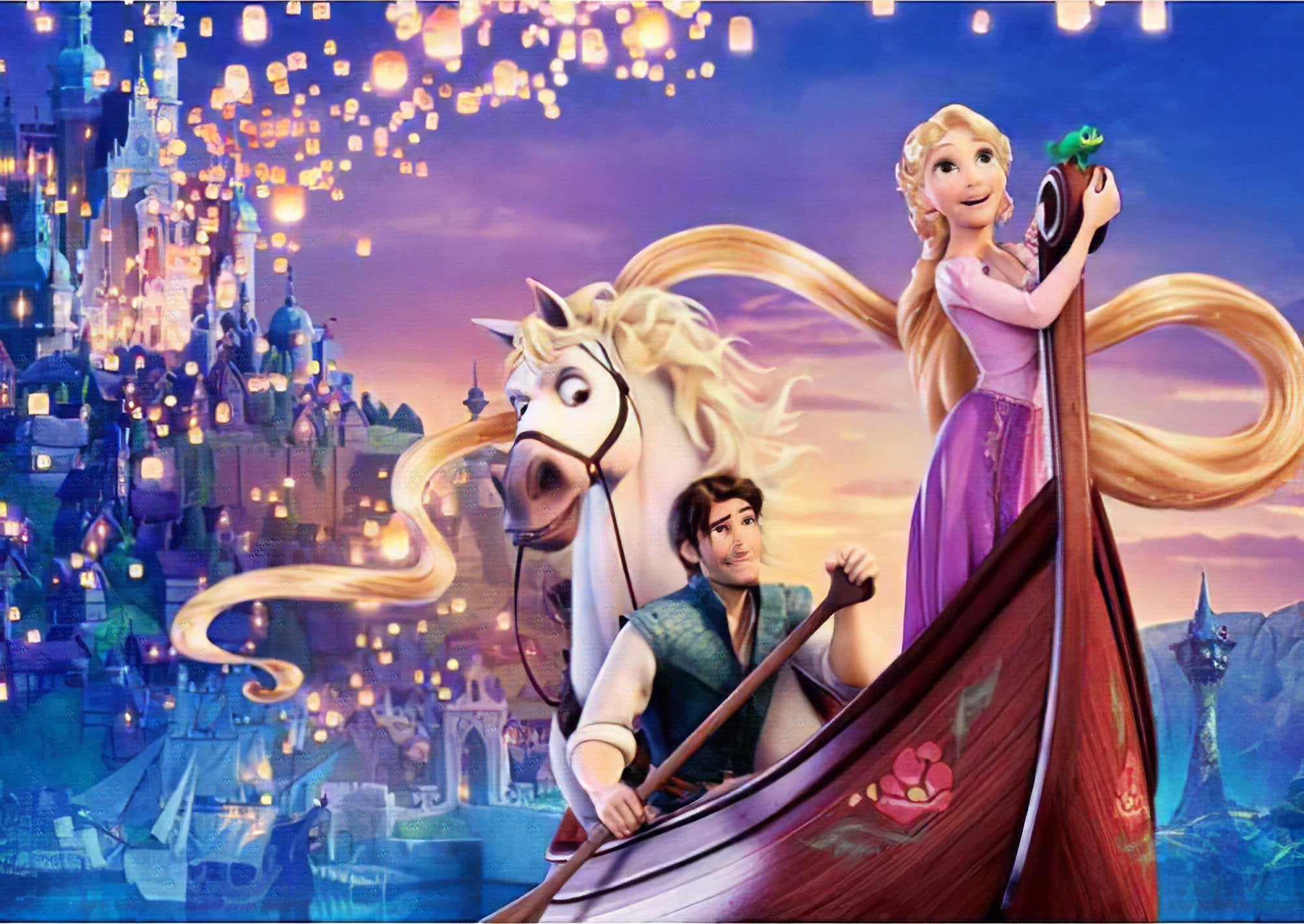 Relive a magical moment with Flynn and Rapunzel on a boat.Horse, Flynn And Rapunzel In Boat - Diamondartlove
