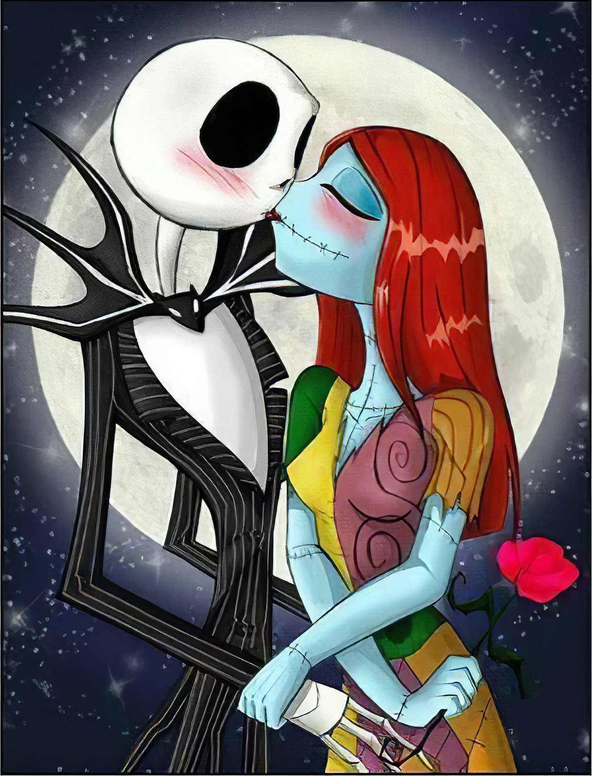 Celebrate a spooky romantic story with a couple sharing a tender Halloween moment.Romantic Halloween Couple - Diamondartlove