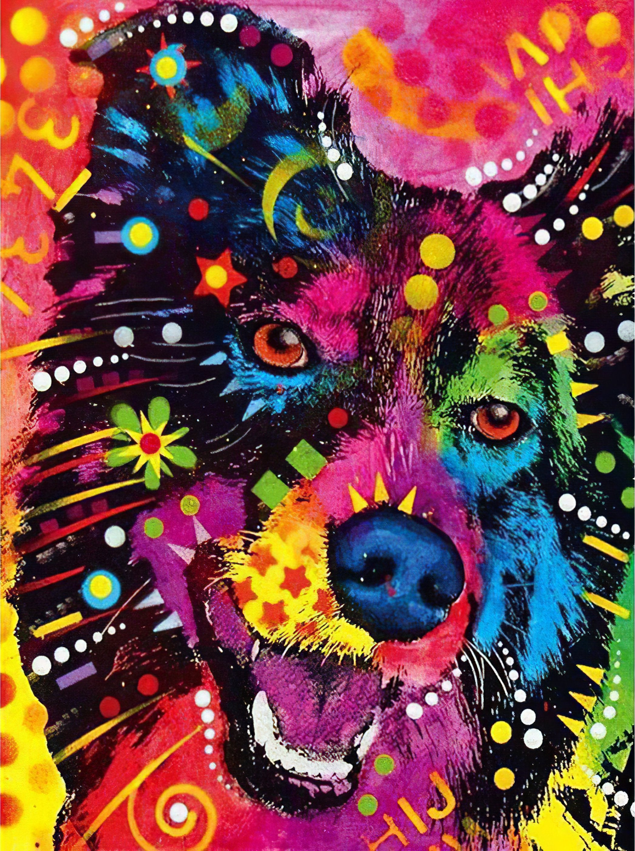 Meet the colorful dog, a burst of joy and color in every wag.Colored Dog - Diamondartlove