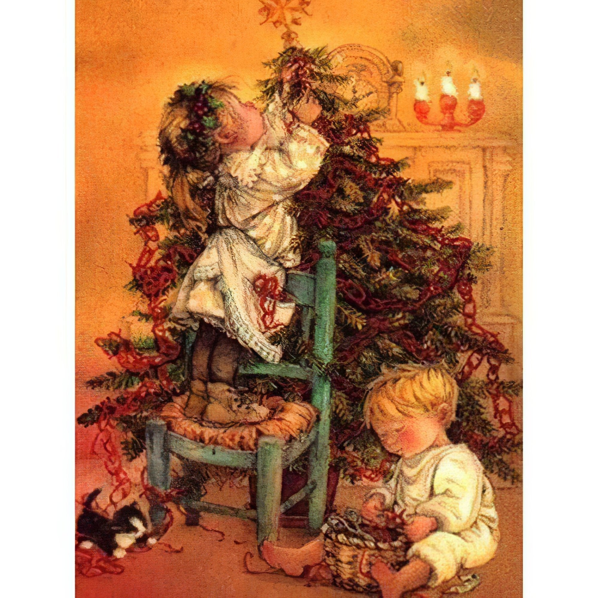 Two Children And Christmas Tree