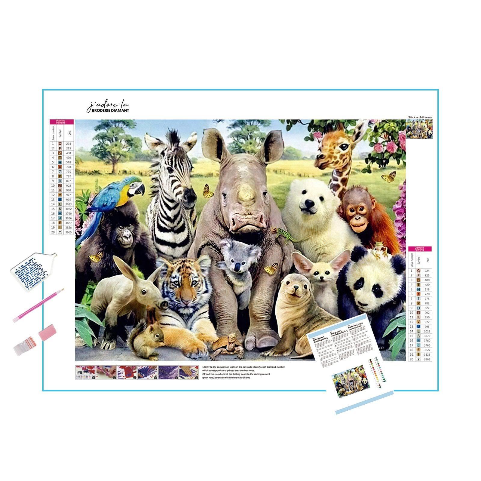 Celebrate wildlife diversity with Group Of Animals art.Group Of Animals - Diamondartlove