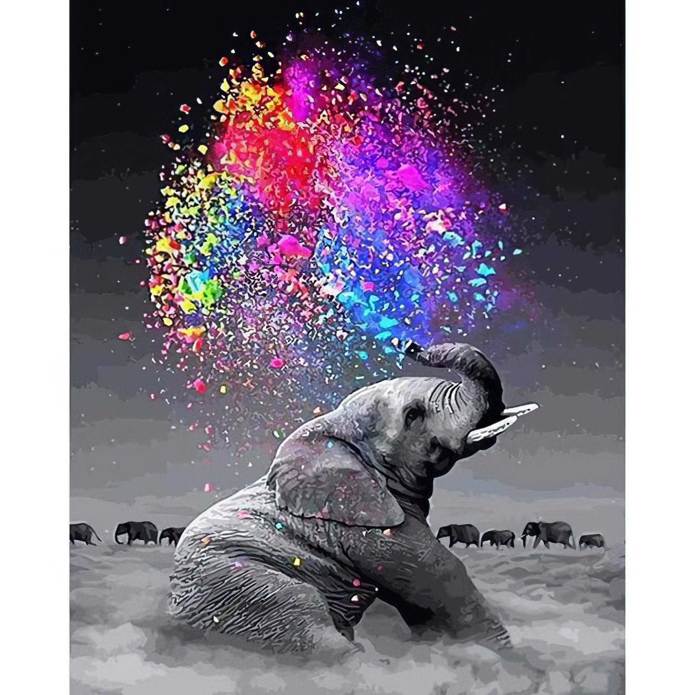 Abstract Elephant: Bold, artistic take on majestic wildlife.Abstract Elephant - Diamondartlove