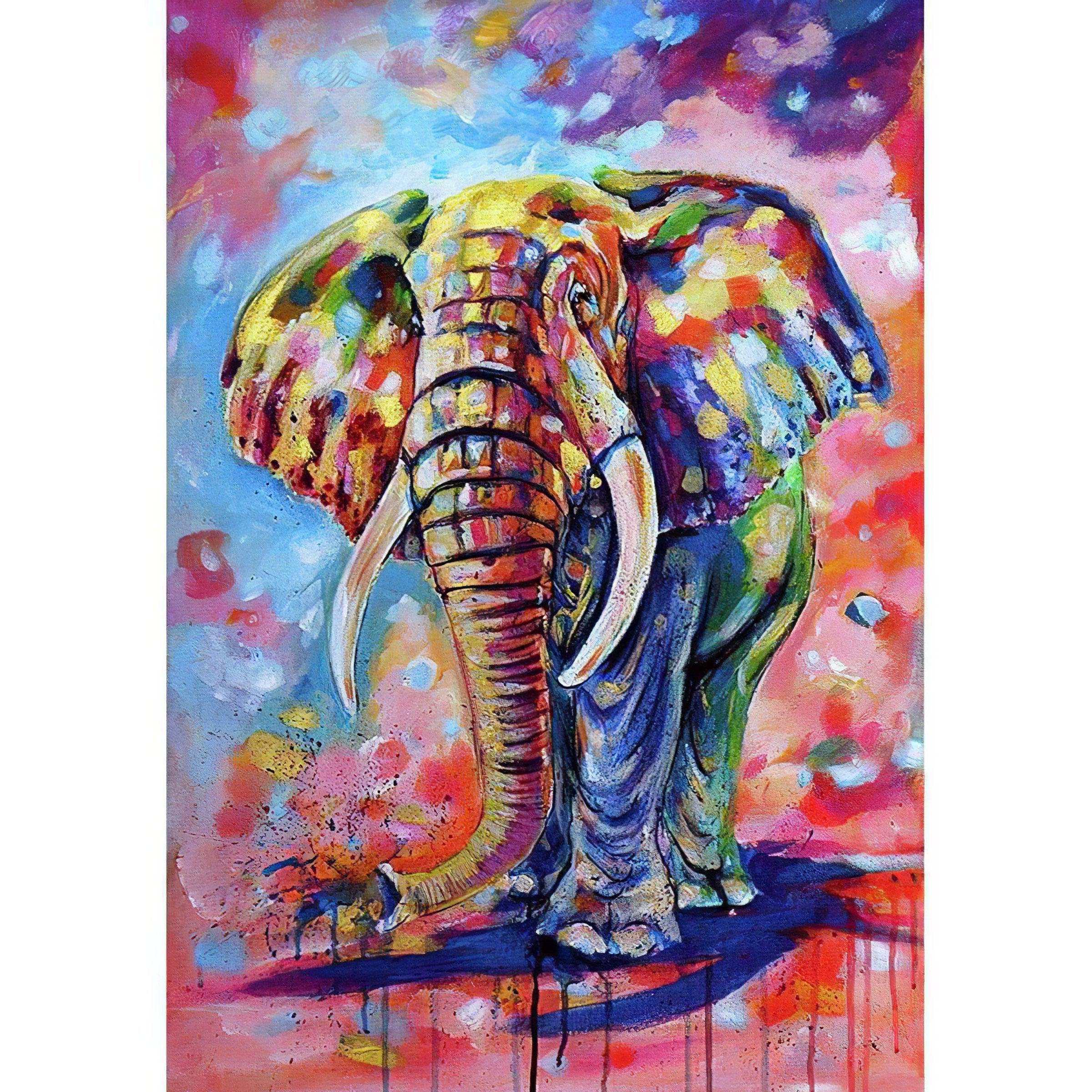 Behold the majesty of a colored elephant, adorned in a spectrum of hues.Colored Elephant - Diamondartlove