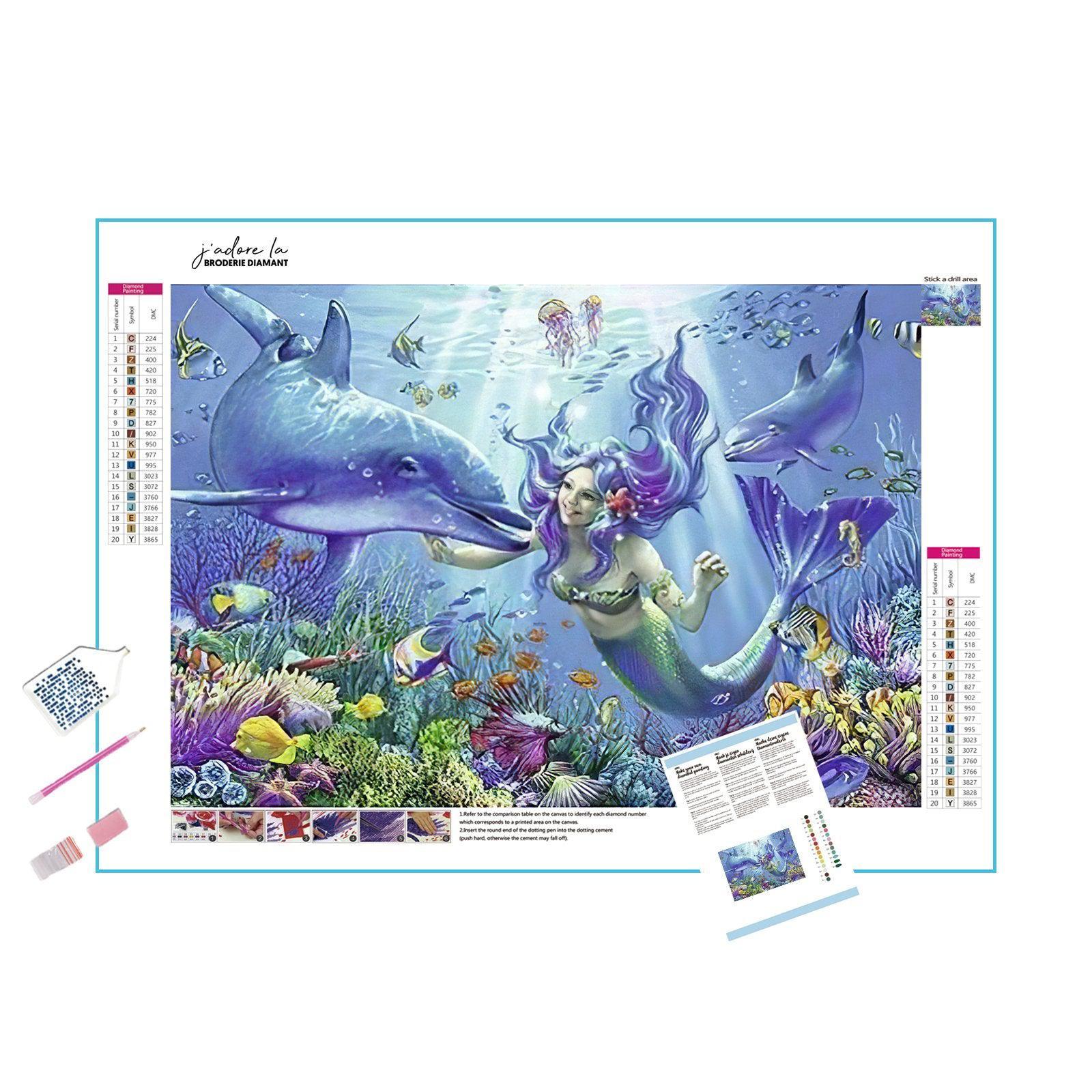 Explore fantasy with Dolphin And Mermaid painting. Dolphin And Mermaid - Diamondartlove