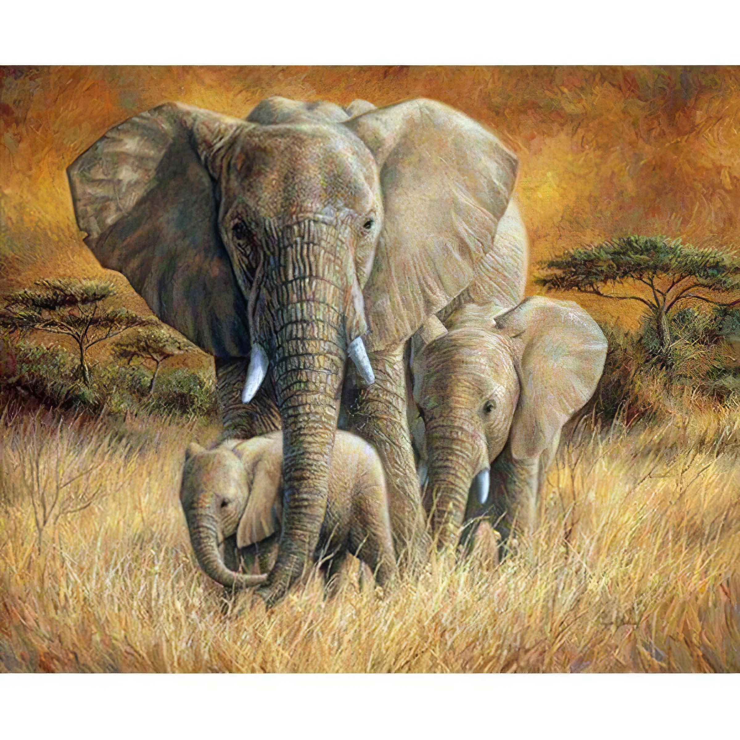 Feel the strong family bonds of these majestic creatures.Family Of Elephant - Diamondartlove
