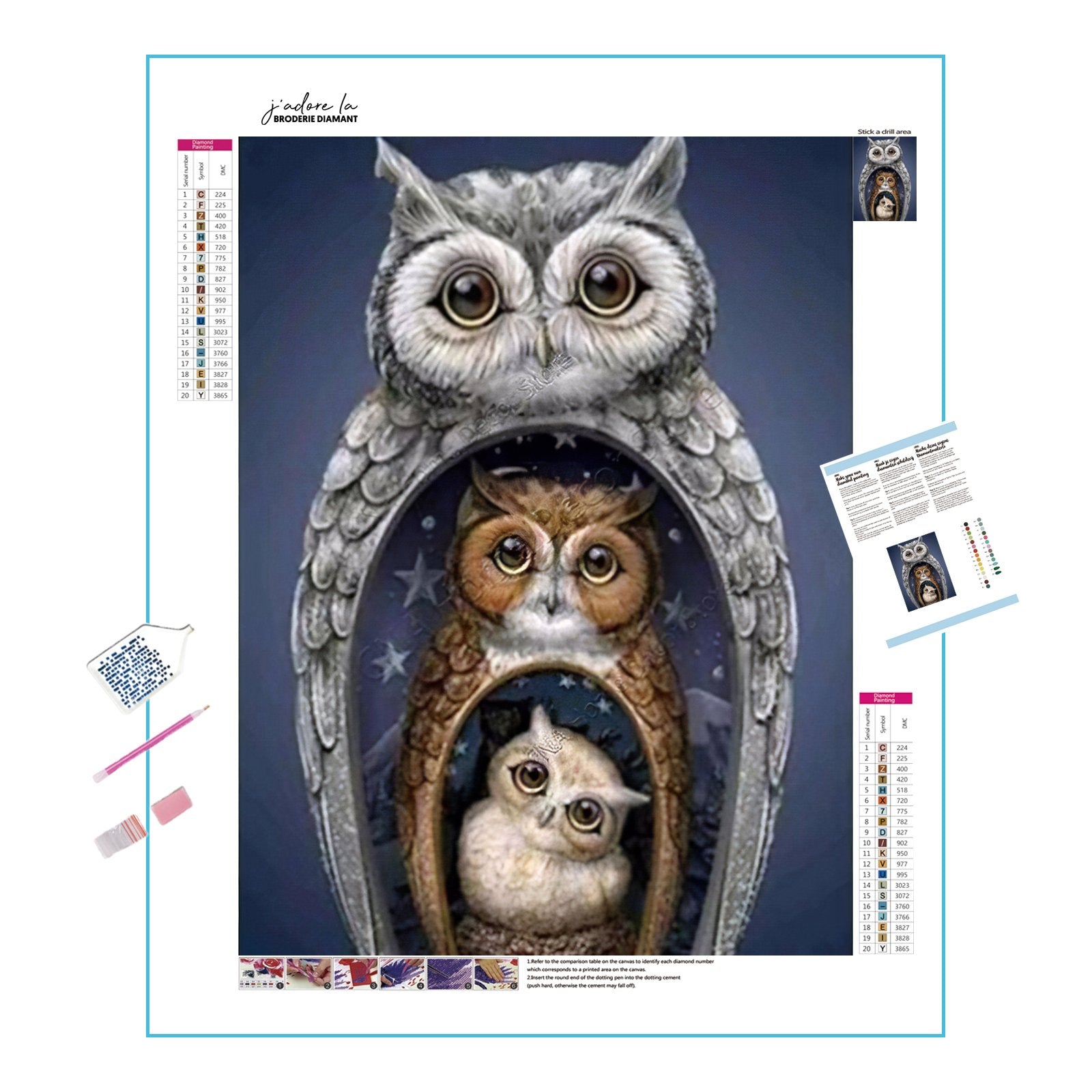 Experience the wise and serene presence of owl kin.Family Of Owl - Diamondartlove