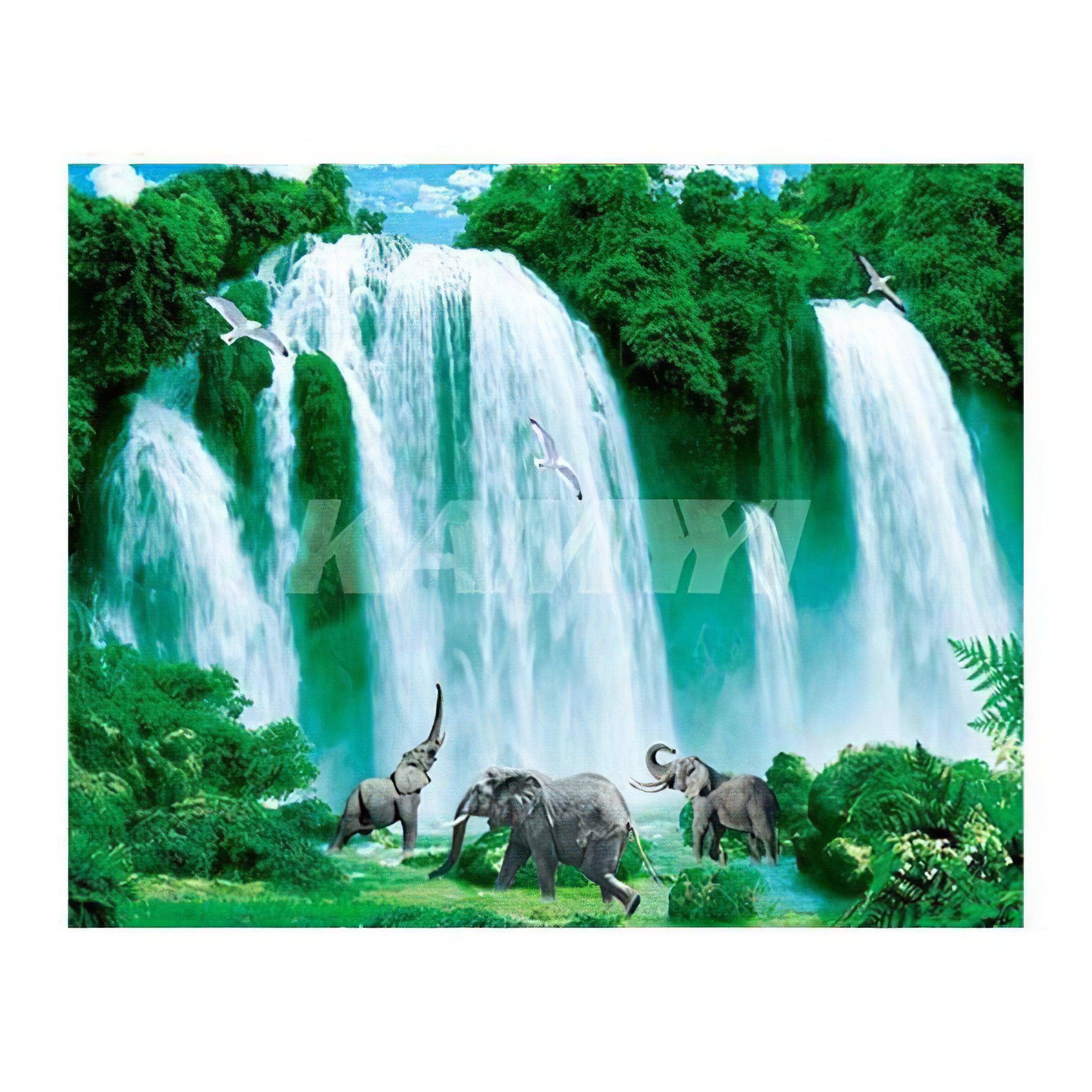 Elephant And Waterfall