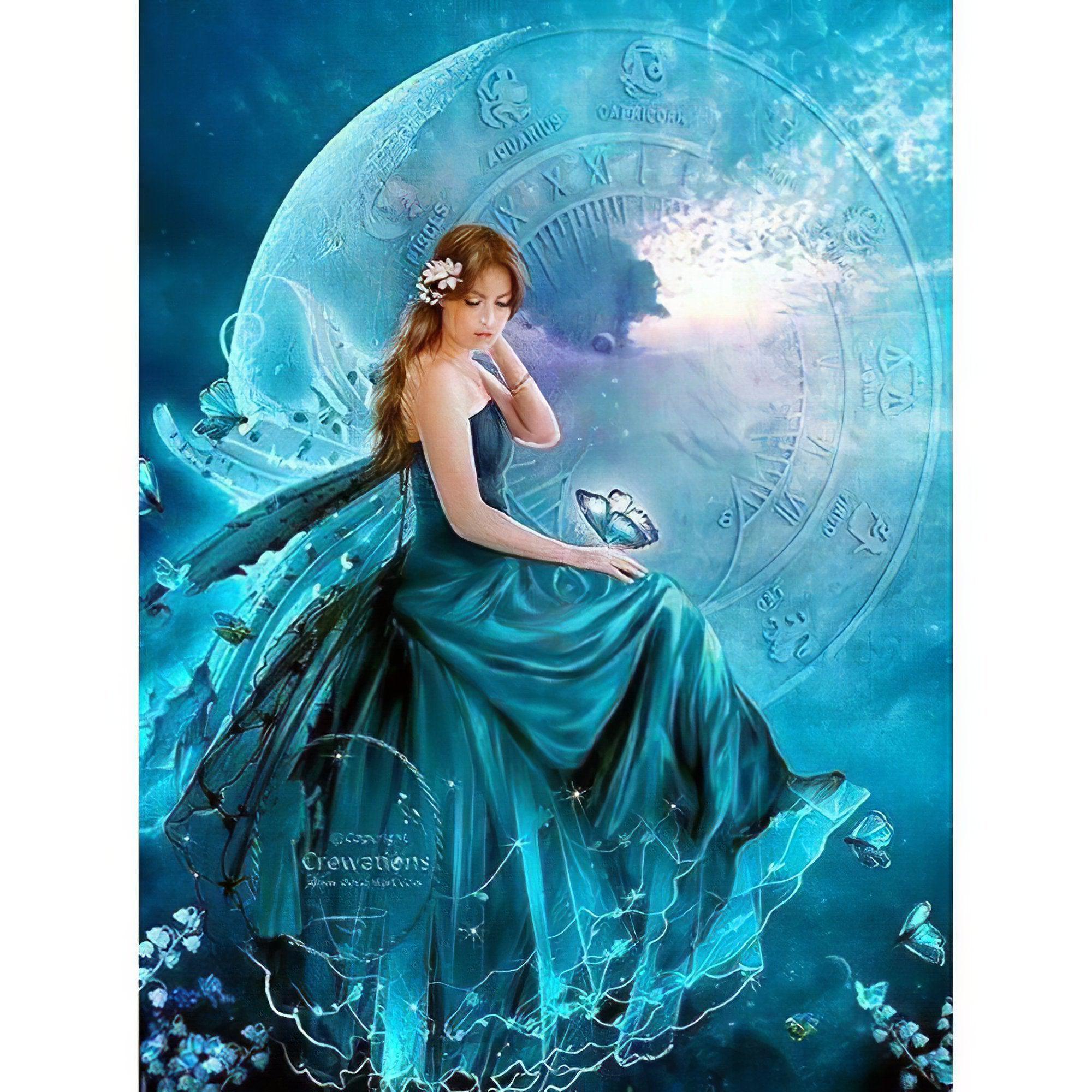 Unveil the mystery of the green moon girl's fantasy.Fantaisie Fille Lune Verte - Diamondartlove