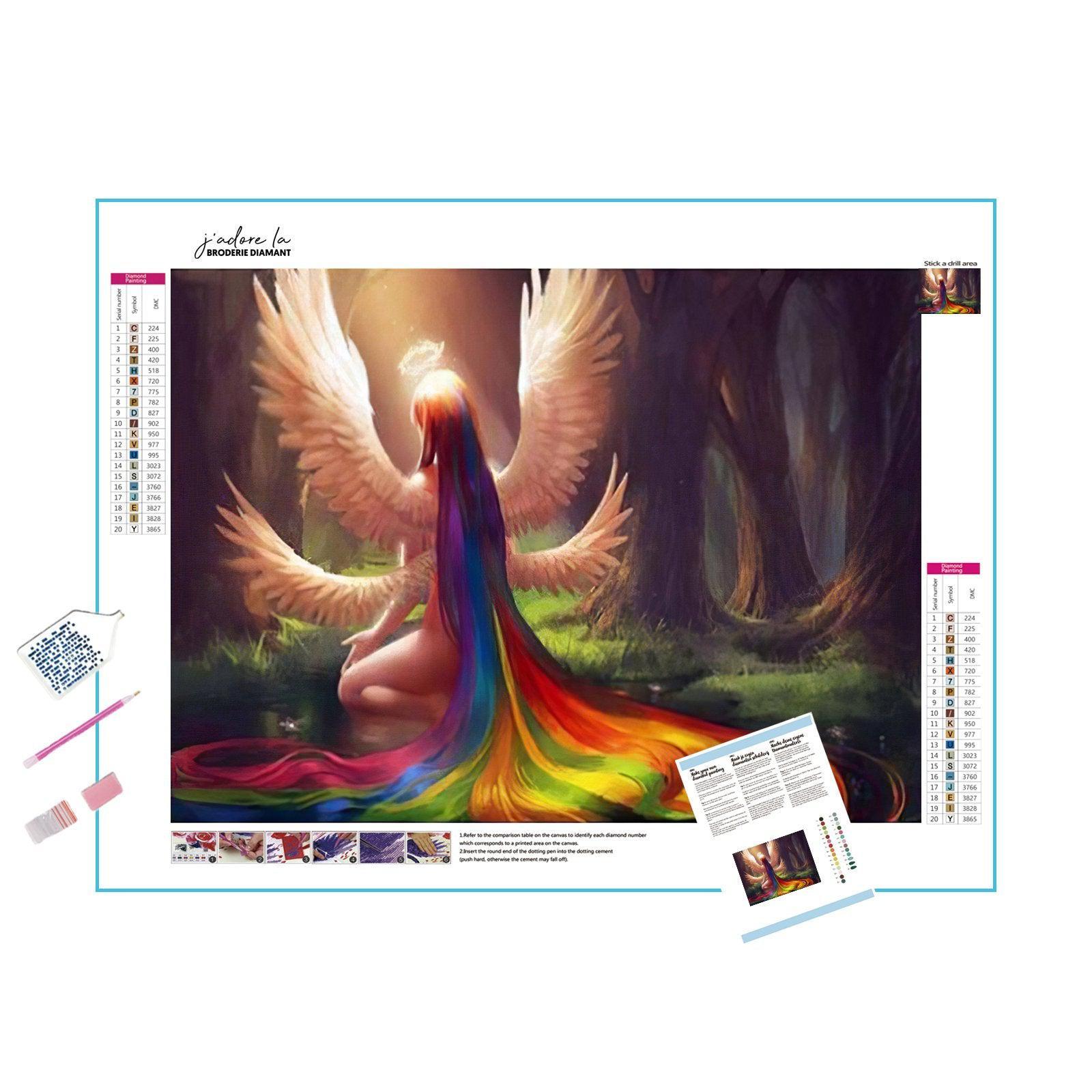 Angel with Rainbow: Hope and peace in vibrant colors Angel With Rainbow - Diamondartlove