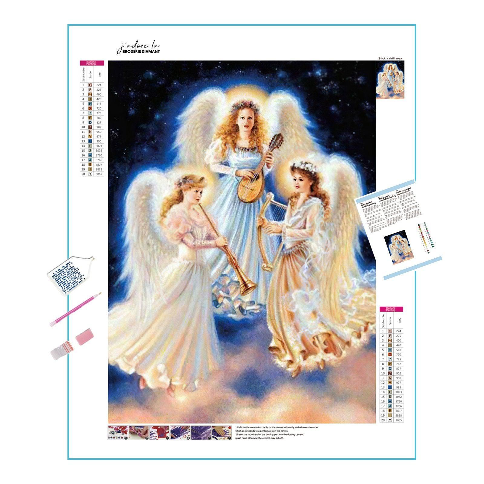 Beautiful three girl angels design, perfect for serene décor.Three Girl Angels - Diamondartlove