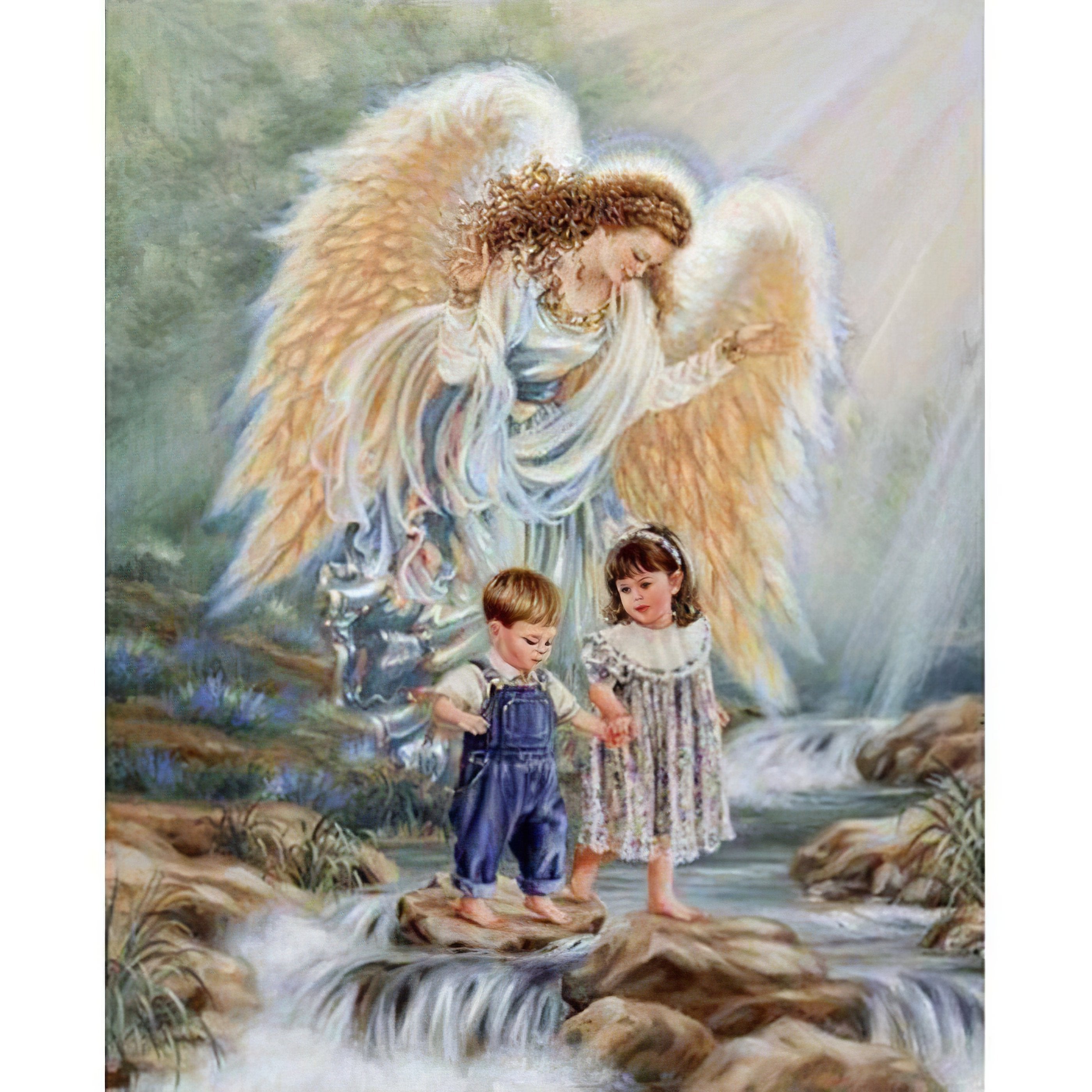 Marvel at the ethereal Girl Angel Over Waterfall scene.Girl Angel Over Waterfall - Diamondartlove