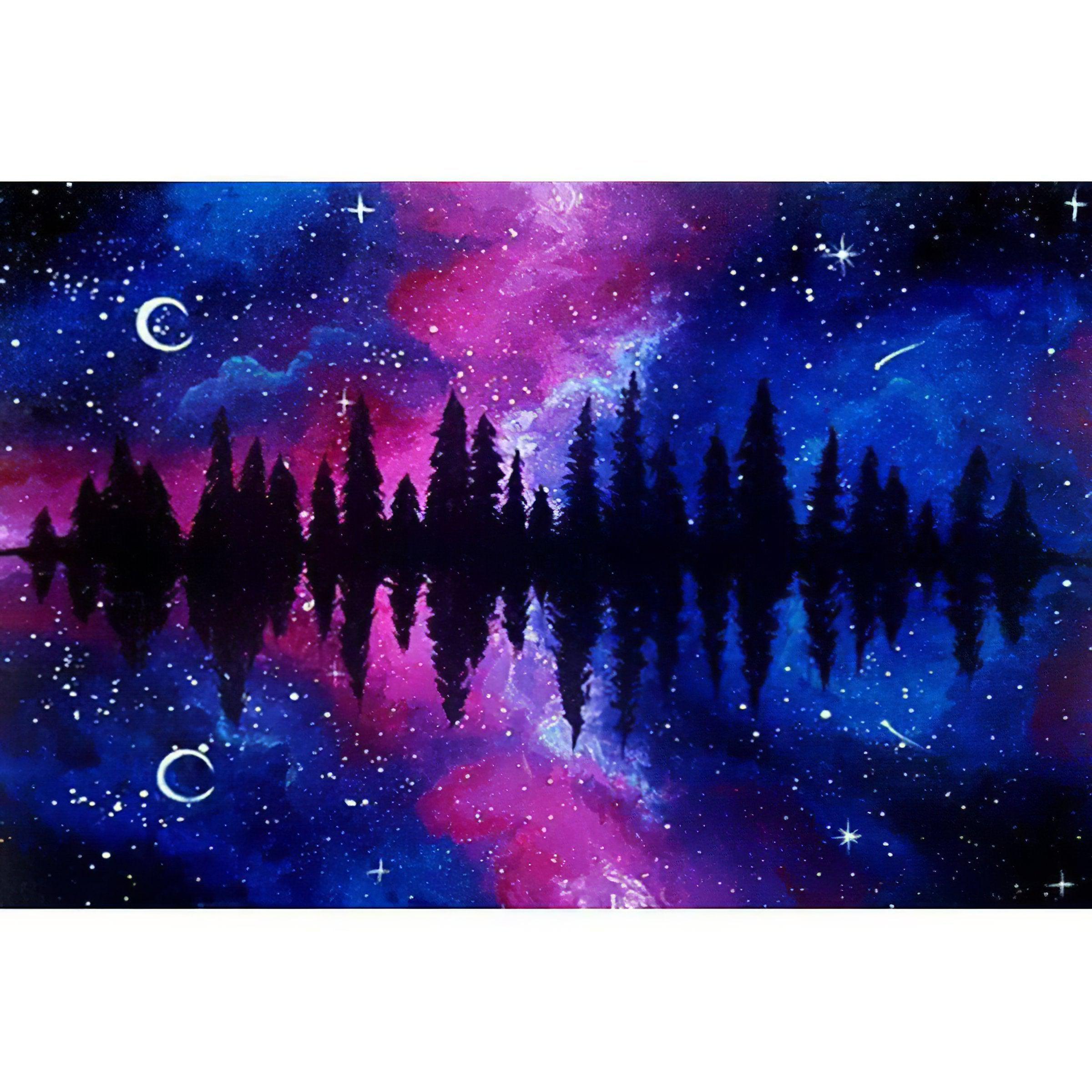 Delve into a forest intertwined with cosmic wonders.Forest And Mystical Universe - Diamondartlove