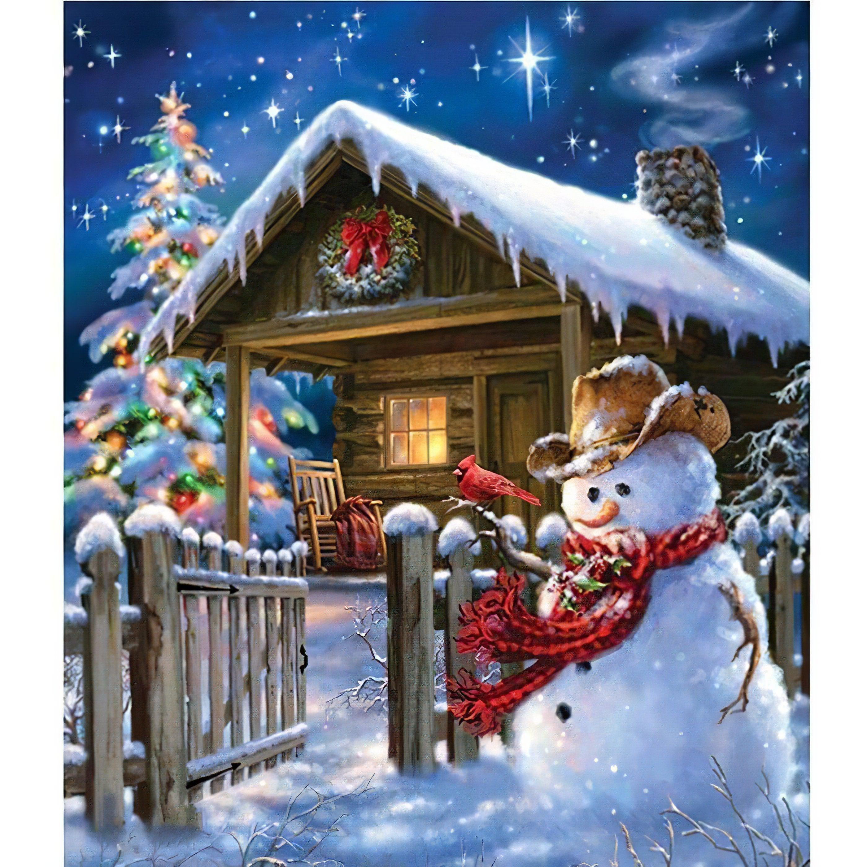 Keep festive with snowman guarding your home art.Garder Votre Maison Bonhomme De Neige - Diamondartlove