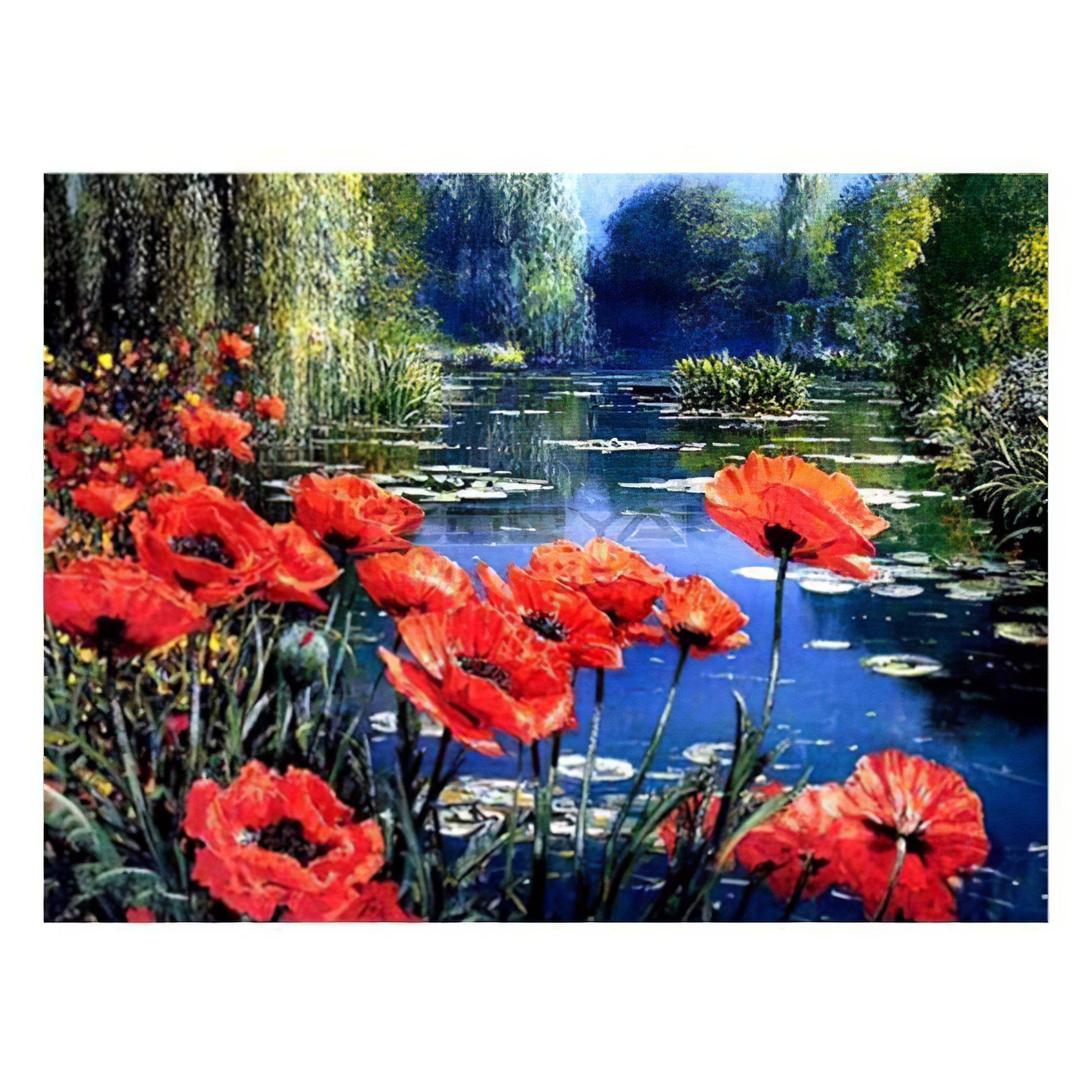 Reflect serene beauty with lake-set flowers.Flowers On Lake - Diamondartlove