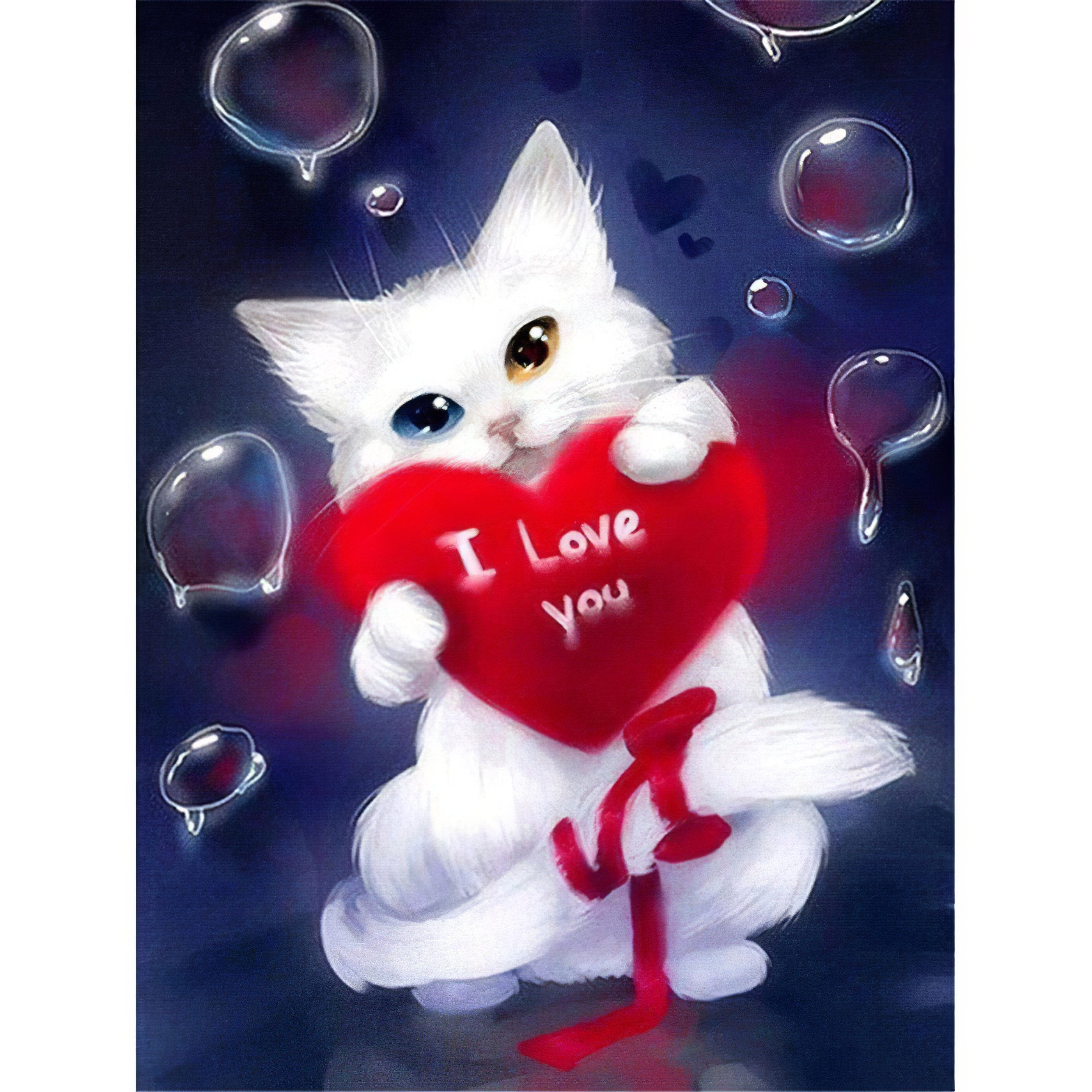 The affectionate bond between cats, or a cat and its human, heartwarming, companionship.Cat Love - Diamondartlove