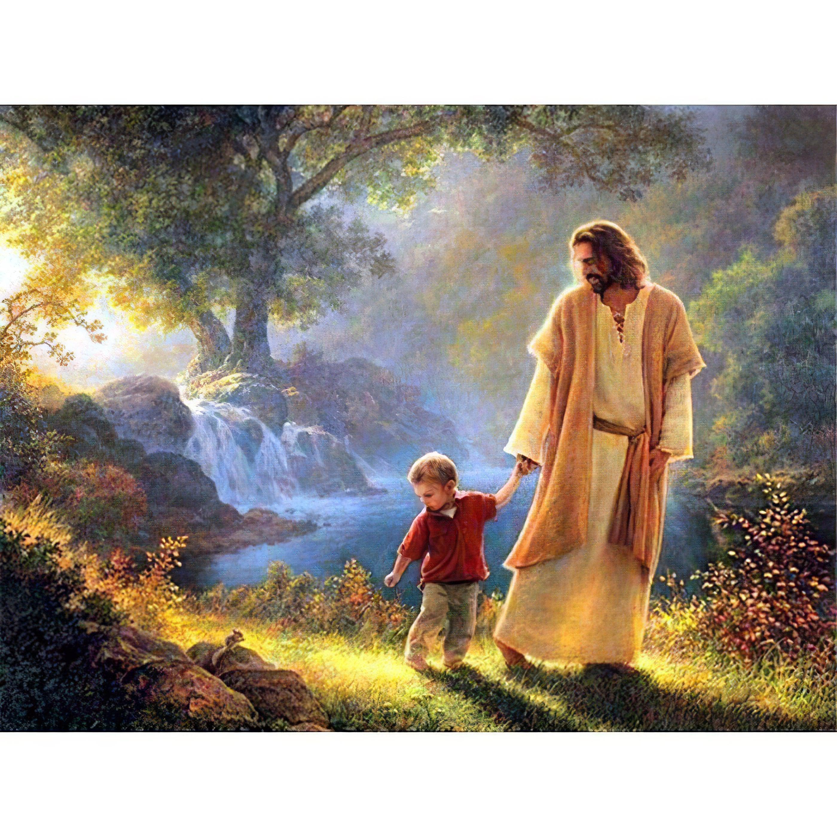 Capture a holy moment with Jesus and Child artwork.Jesus And Child - Diamondartlove