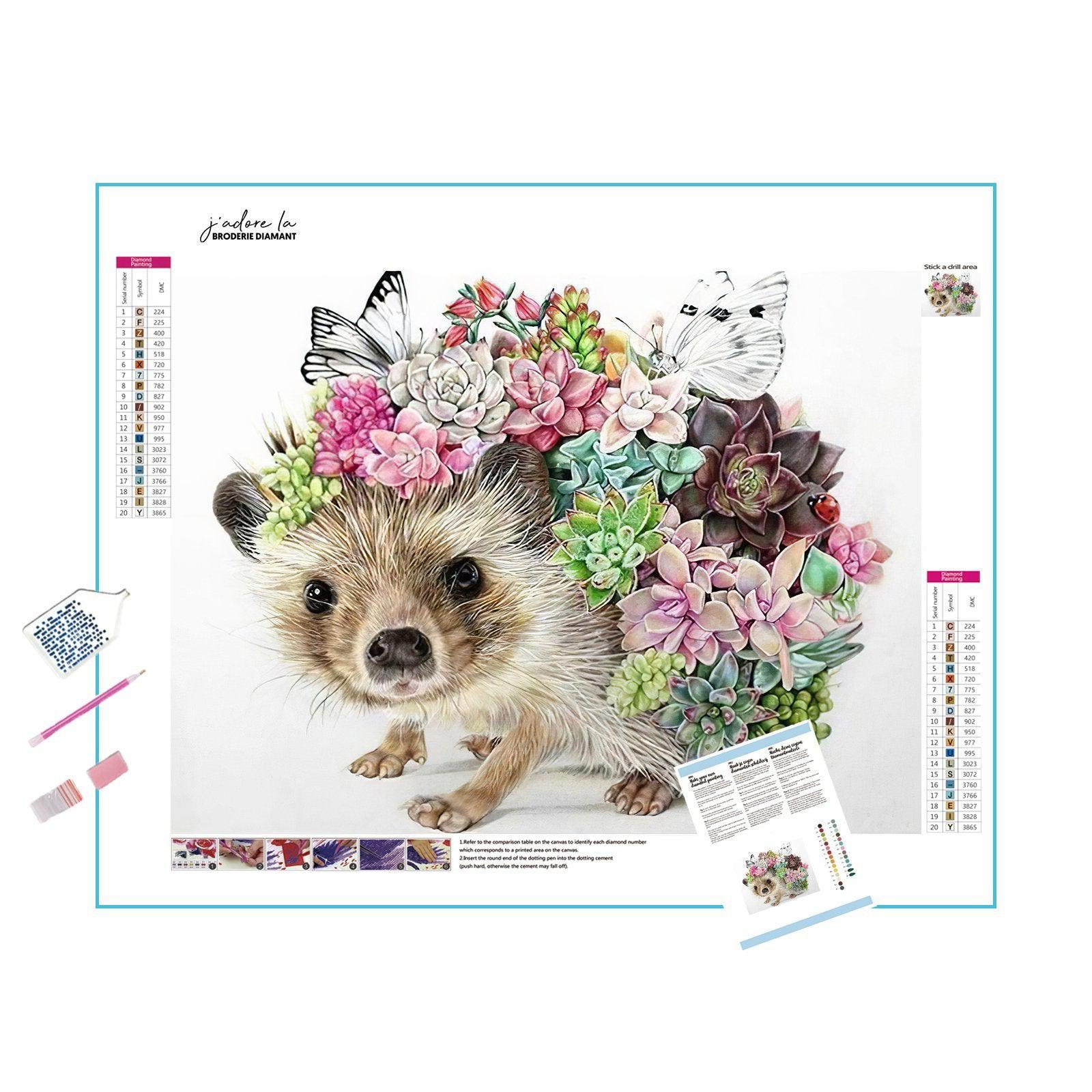 Delight in the cuteness of a Hedgehog in colorful detail.Hedgehog - Diamondartlove