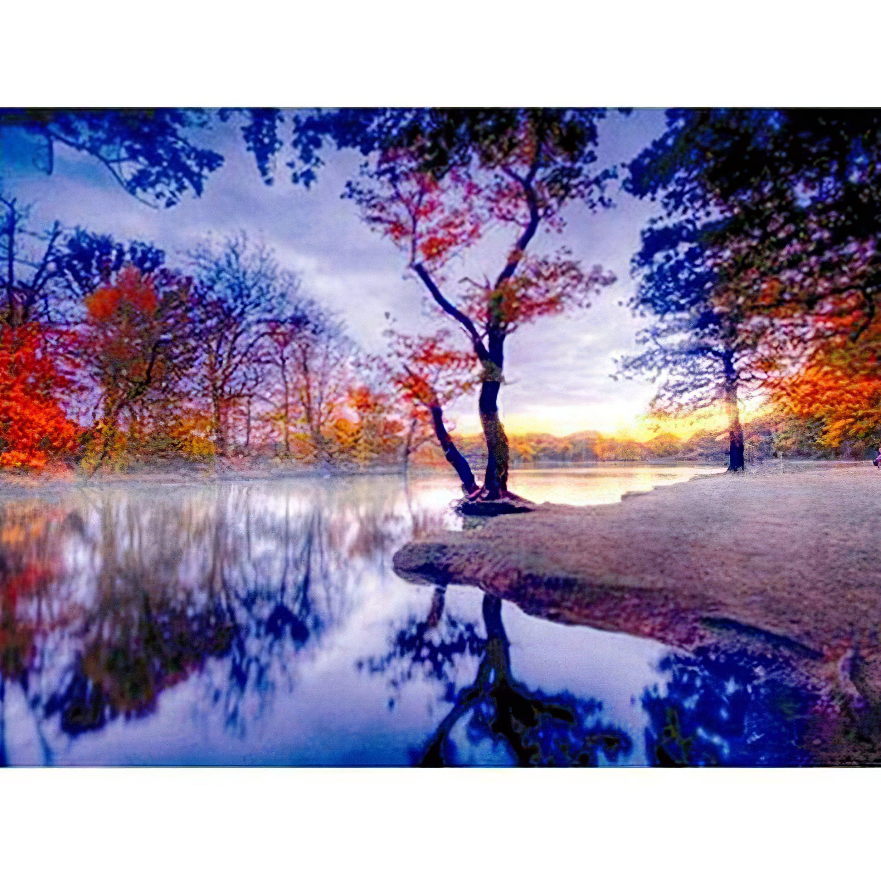 Experience autumn tranquility with Maple Over Lake. Maple Over Lake - Diamondartlove