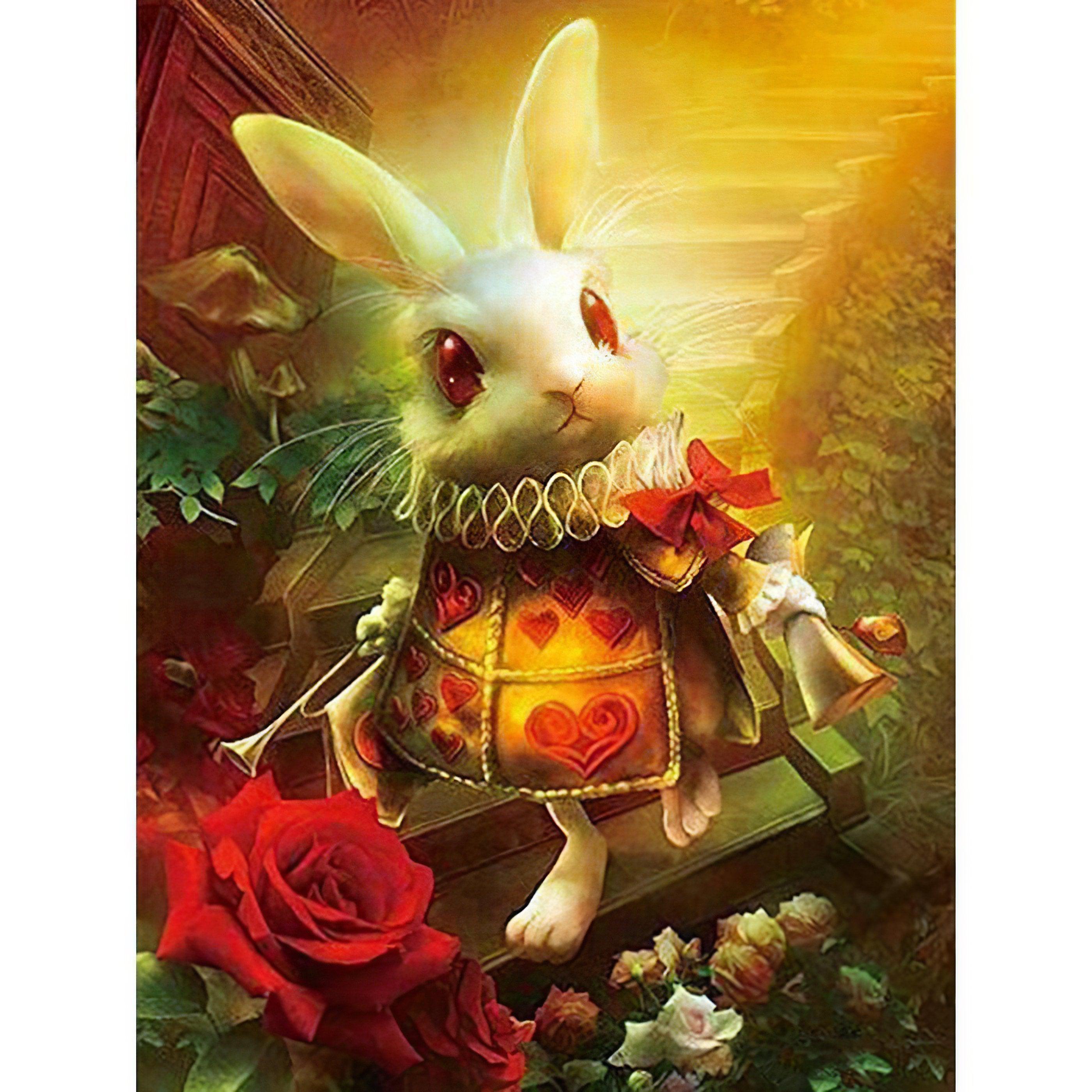 Jump down the rabbit hole into a whimsical Wonderland with a curious rabbit.Rabbit Of Wonderland - Diamondartlove