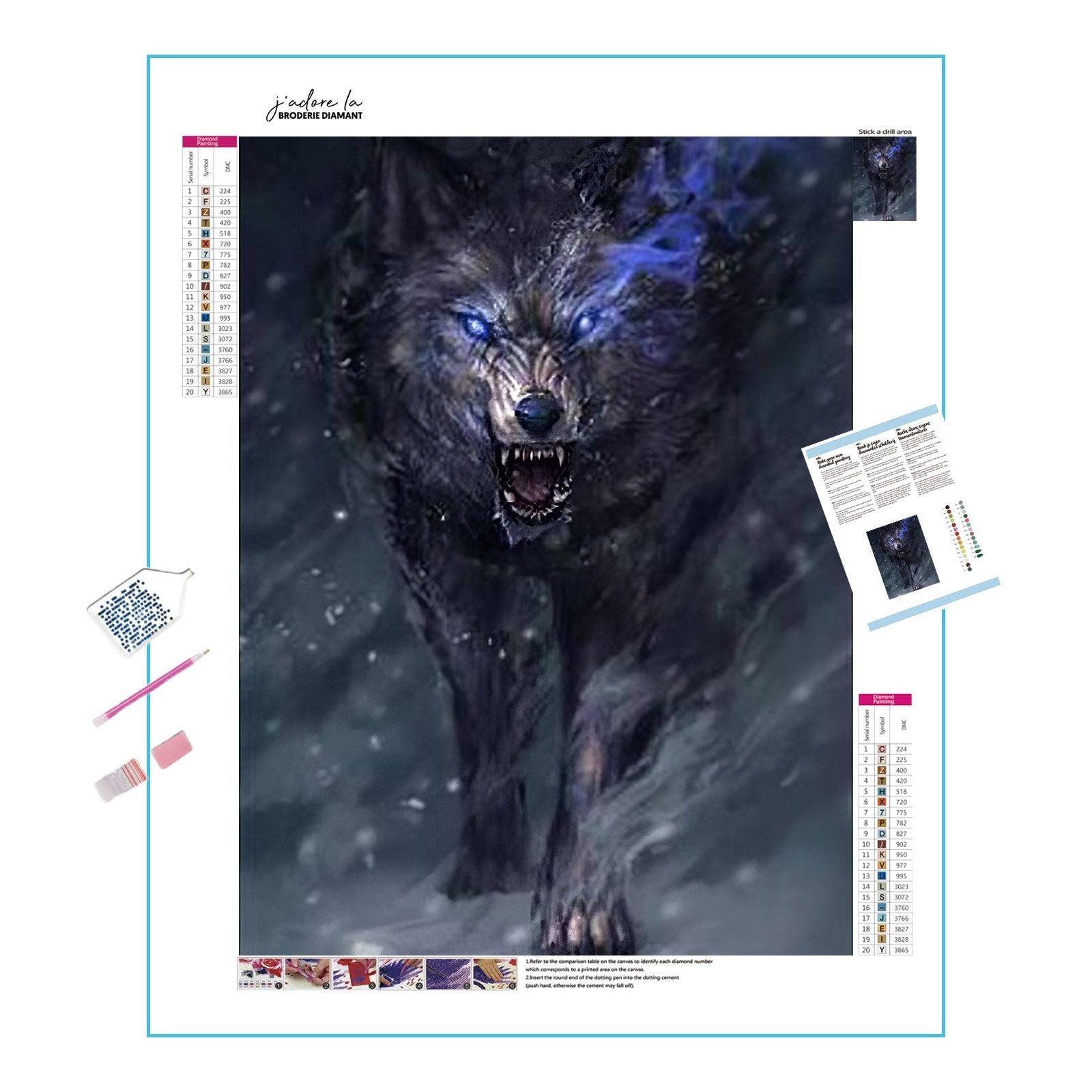 Angry Wolf: Fierce gaze capturing the wild spirit Angry Wolf - Diamondartlove