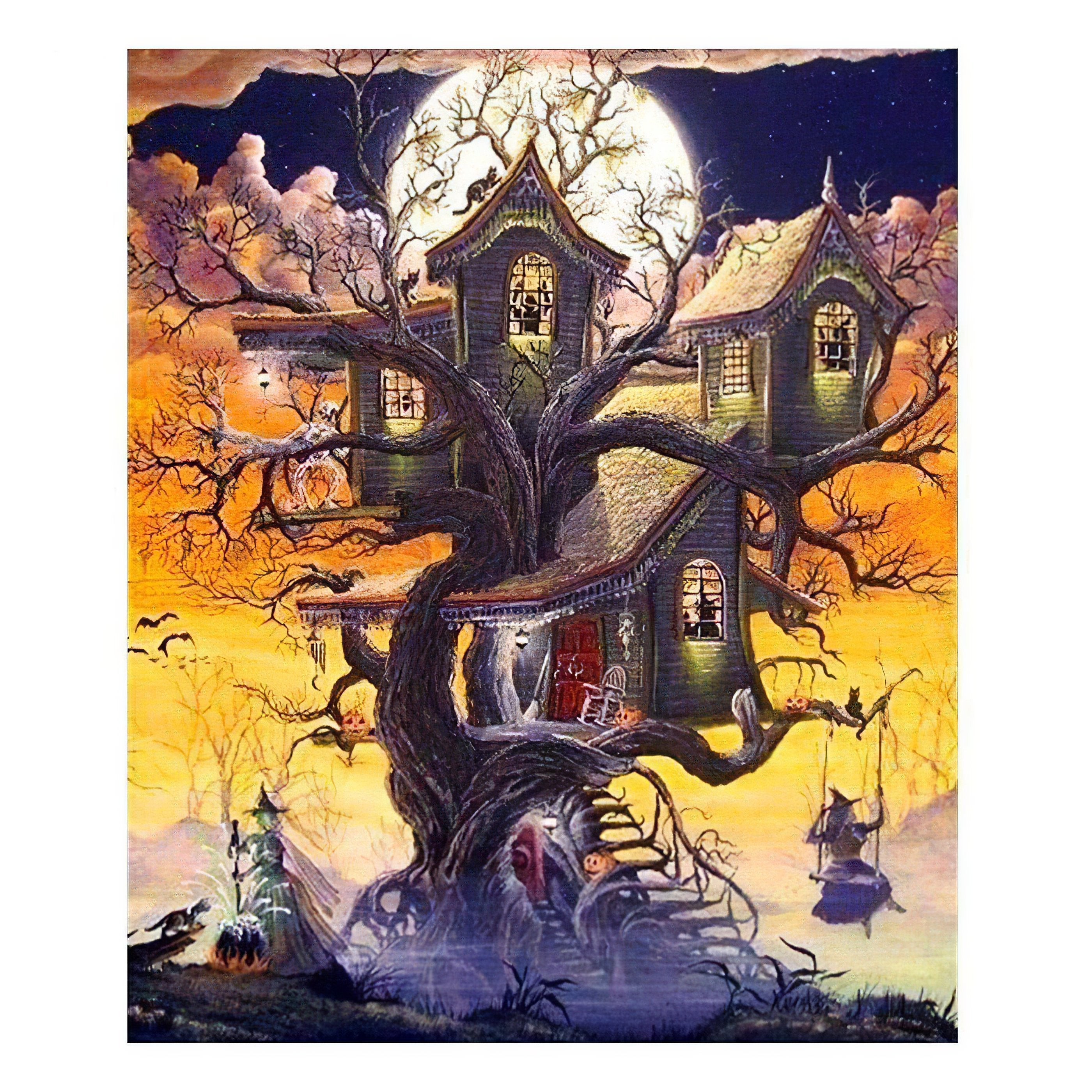 Discover spooky charm with House in the Halloween's Tree.House In The Halloween'S Tree - Diamondartlove