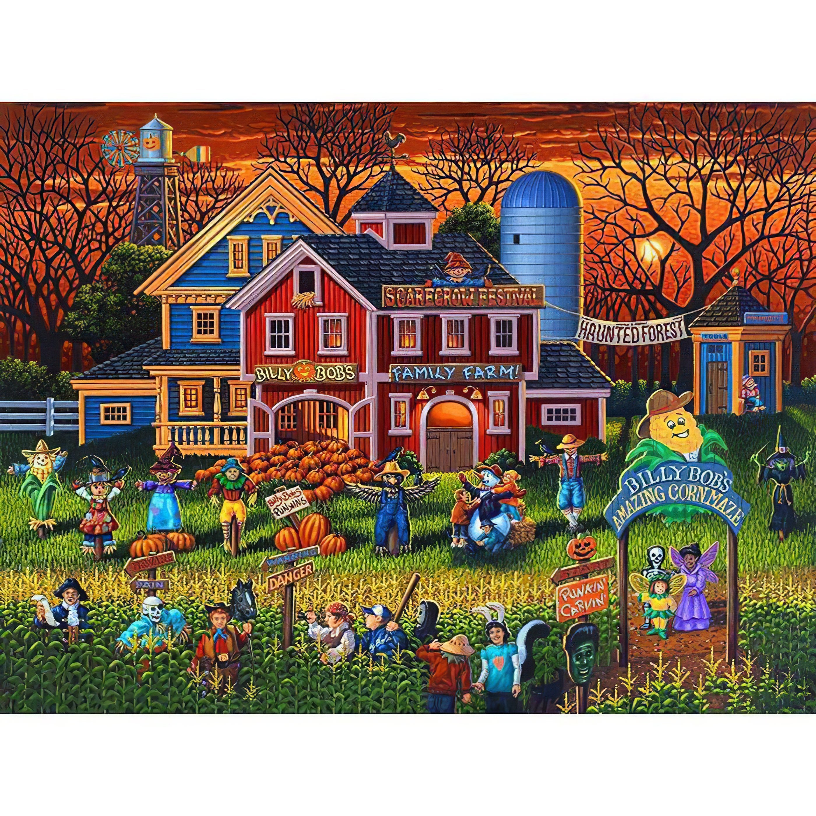 Get spooky with a haunted farmhouse scene this Halloween. Farm House Halloween - Diamondartlove