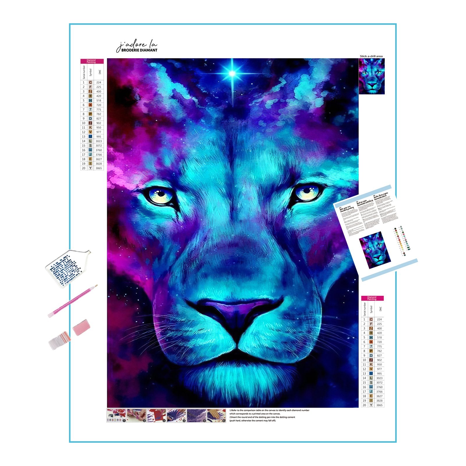A majestic blue lion, symbolizing strength and mystery. Blue Lion - Diamondartlove