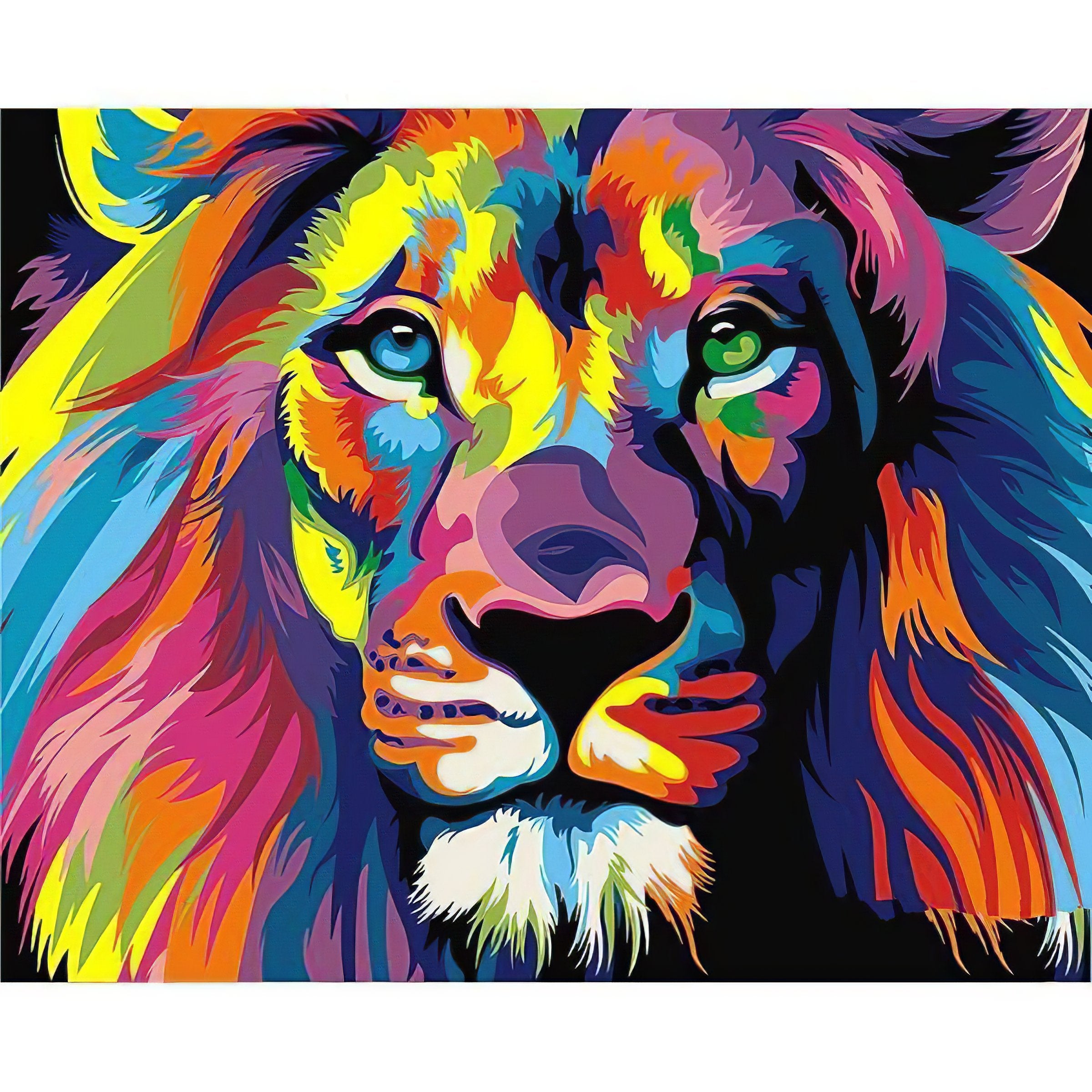 Experience the awe of a colored lion, radiating strength and vibrancy.Colored Lion - Diamondartlove