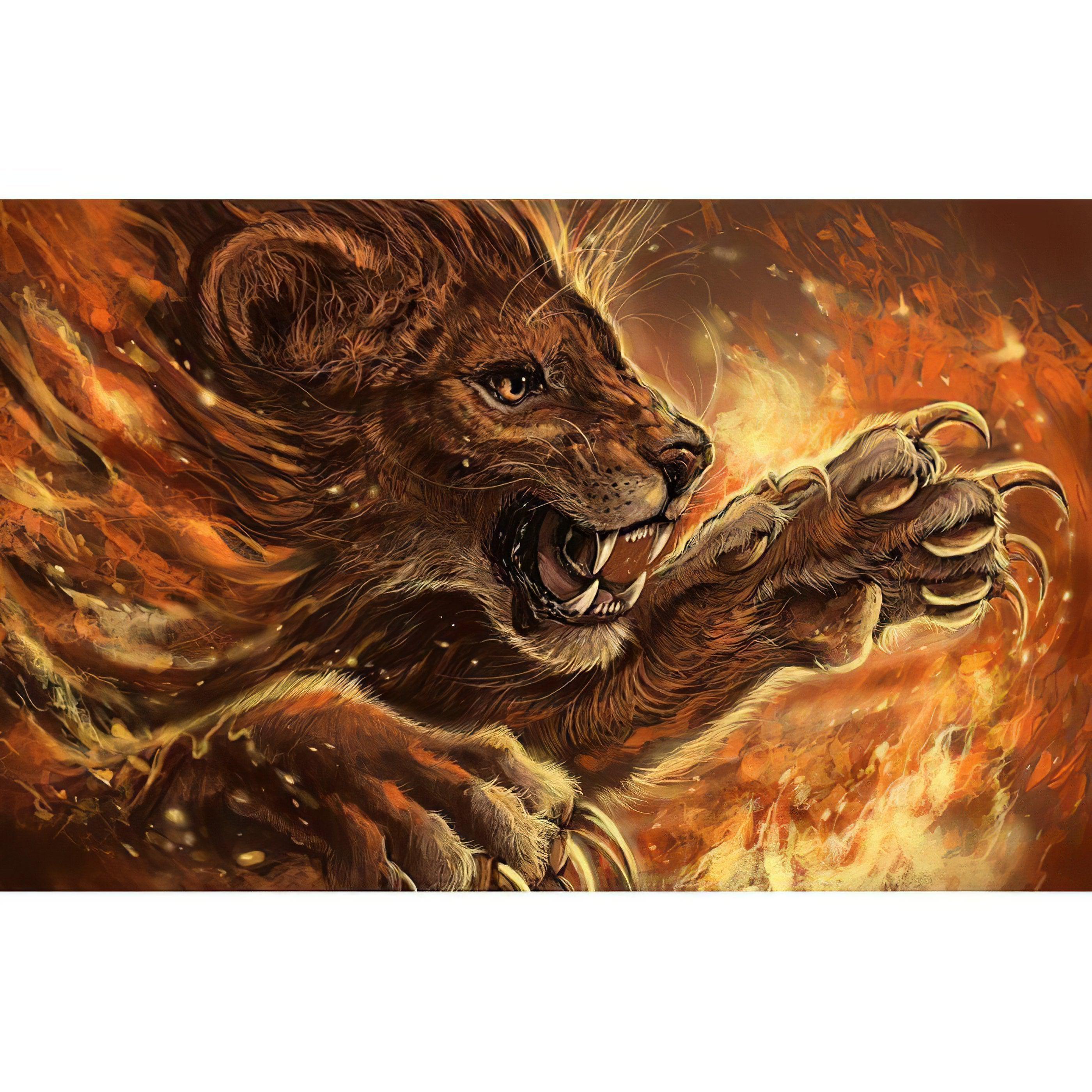 Feel the intensity of Lion In The Fire. Lion In The Fire - Diamondartlove