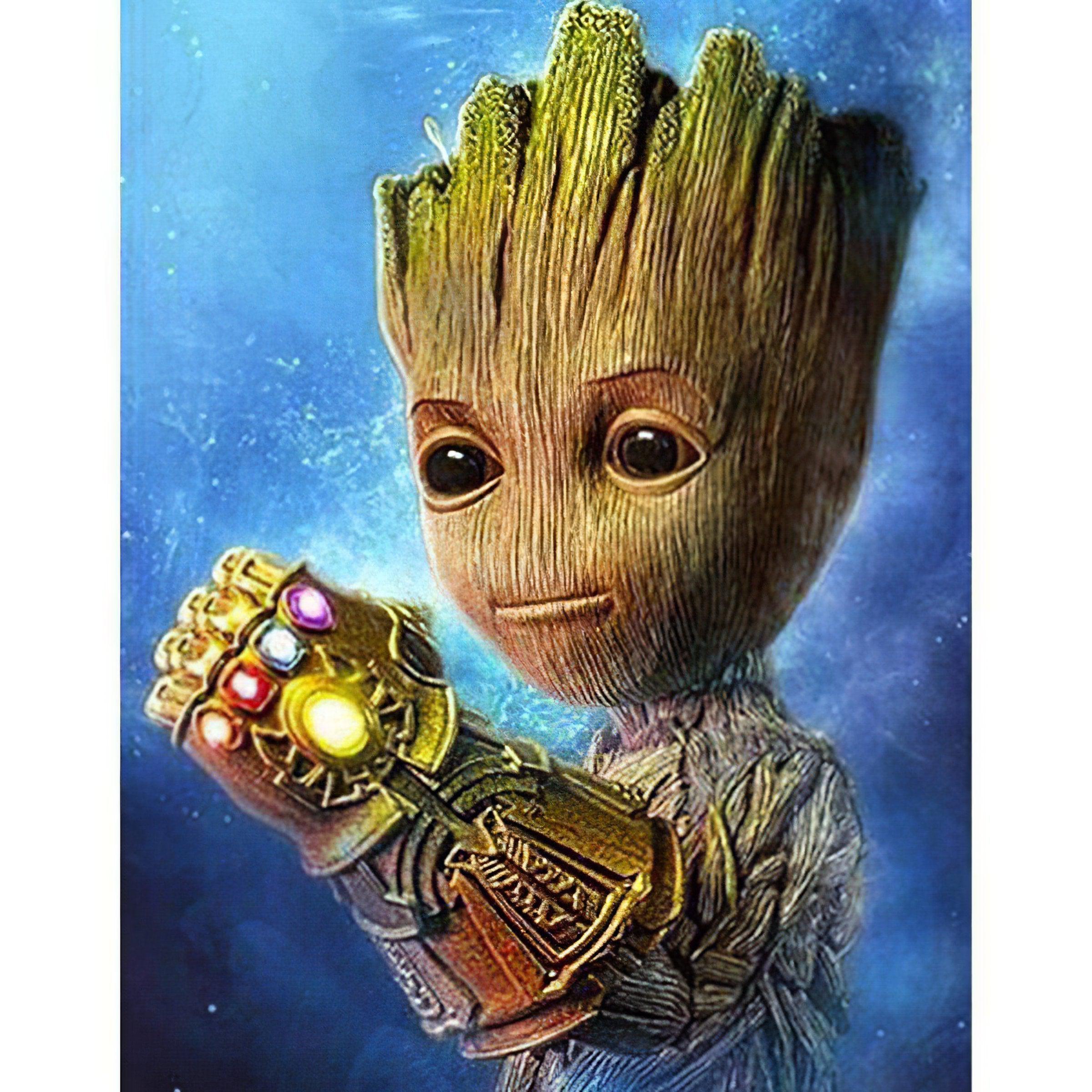 Marvel Groot With Thanos Power