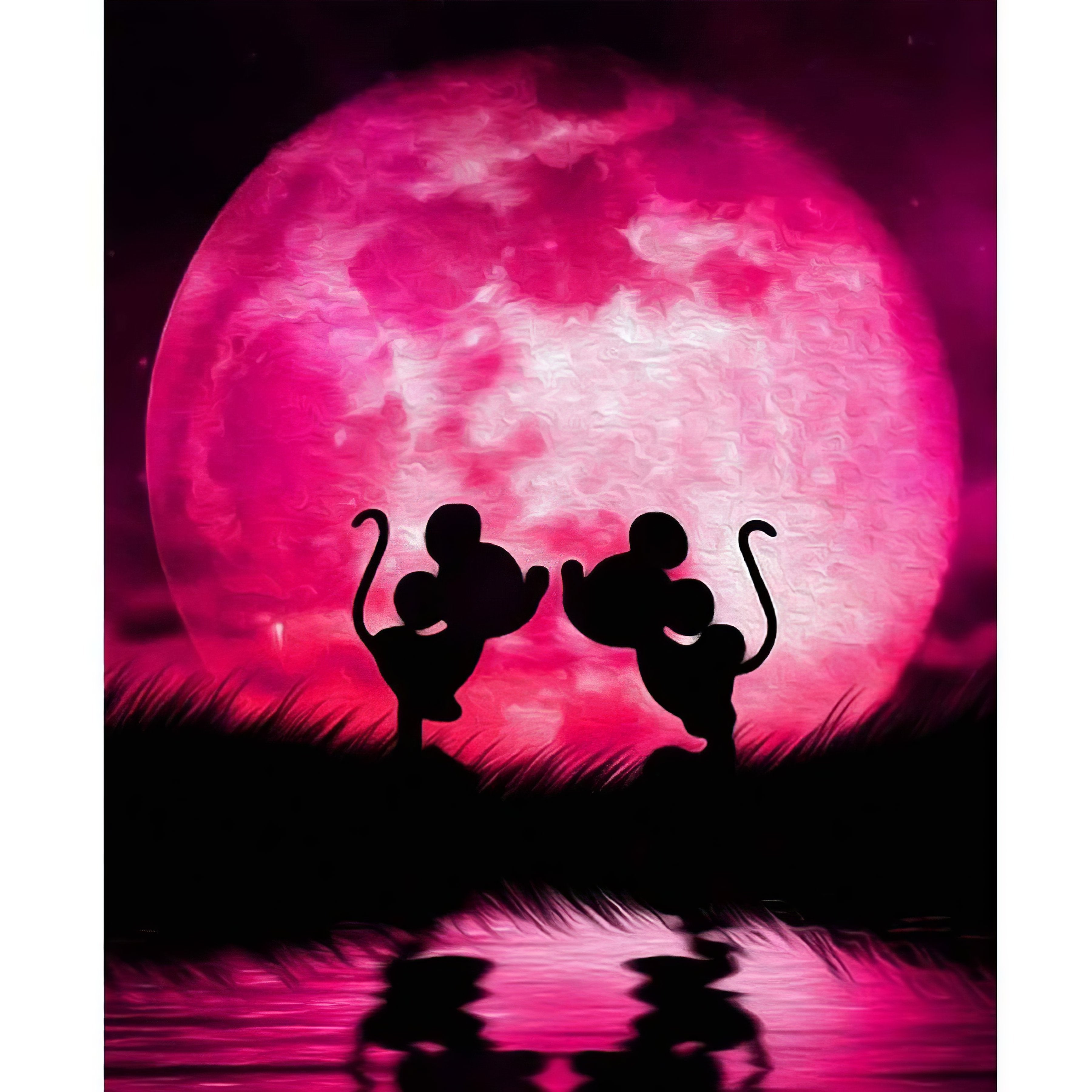 Cherish a magical moment with Mickey under a rose-lit moon.Mickey Mouse And Rose Moon - Diamondartlove