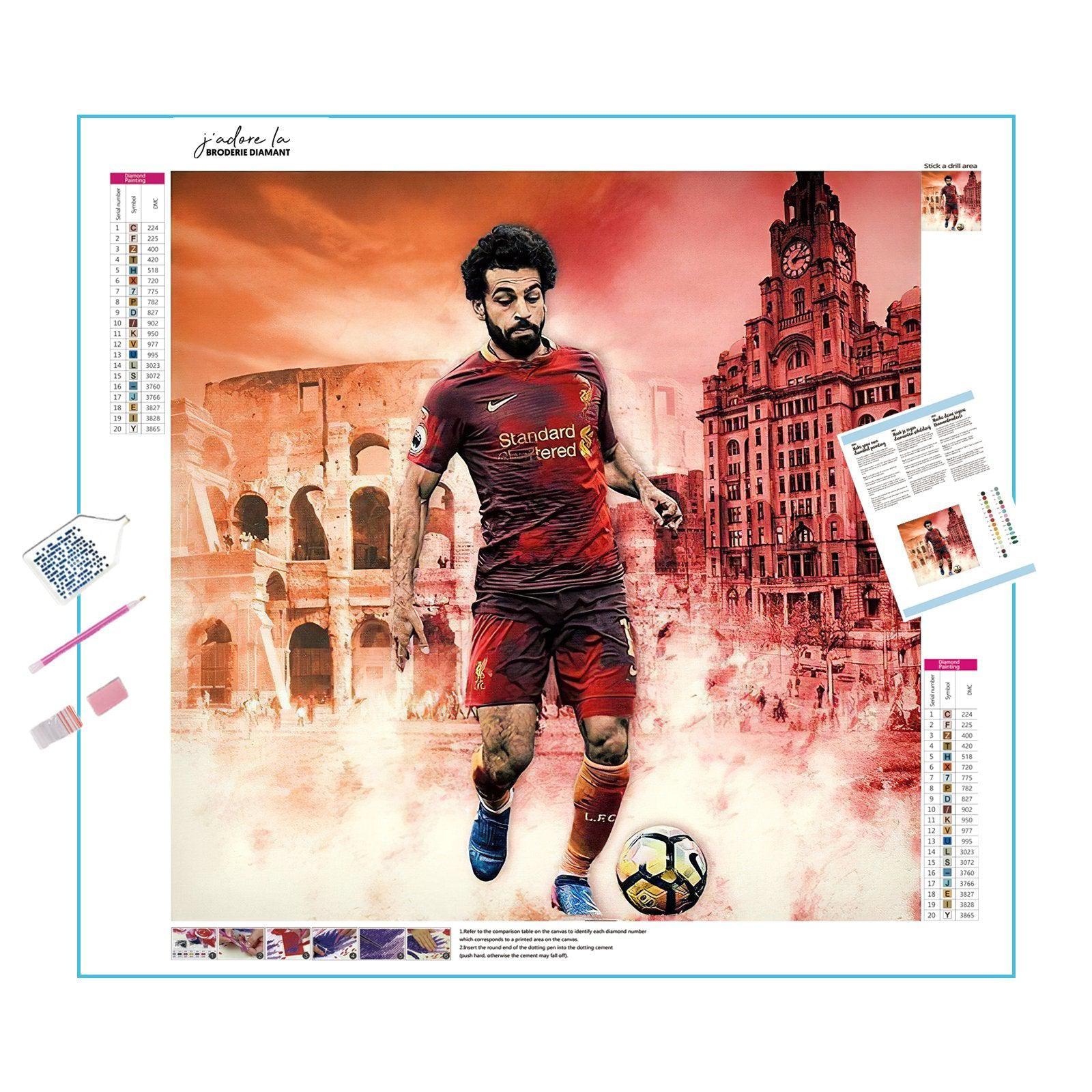 Celebrate football excellence with an artwork of Mohamed Salah in action.Mohamed Salah - Diamondartlove