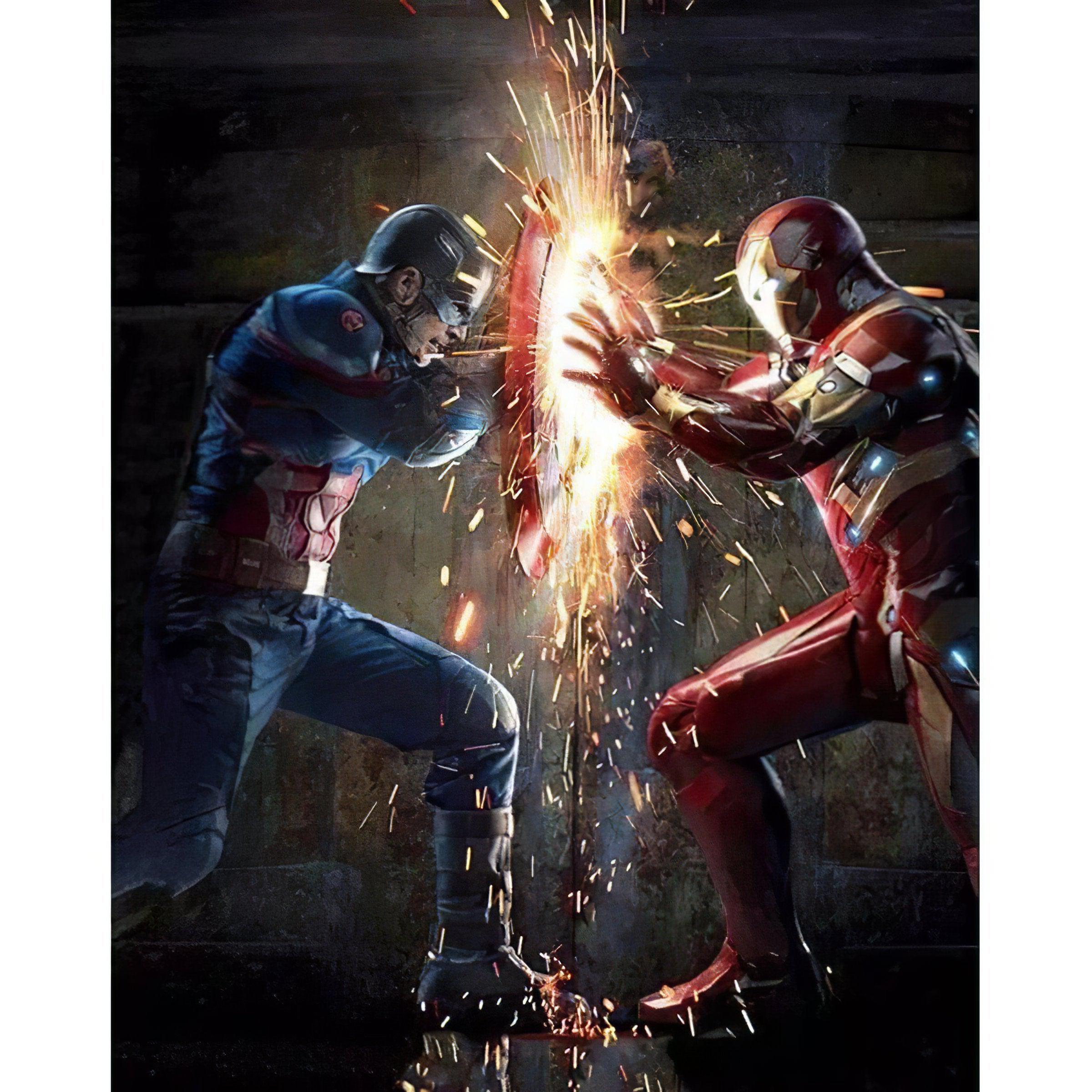 Witness the legendary showdown: Captain America Vs Iron Man.Marvel Captain America Vs Iron Man - Diamondartlove