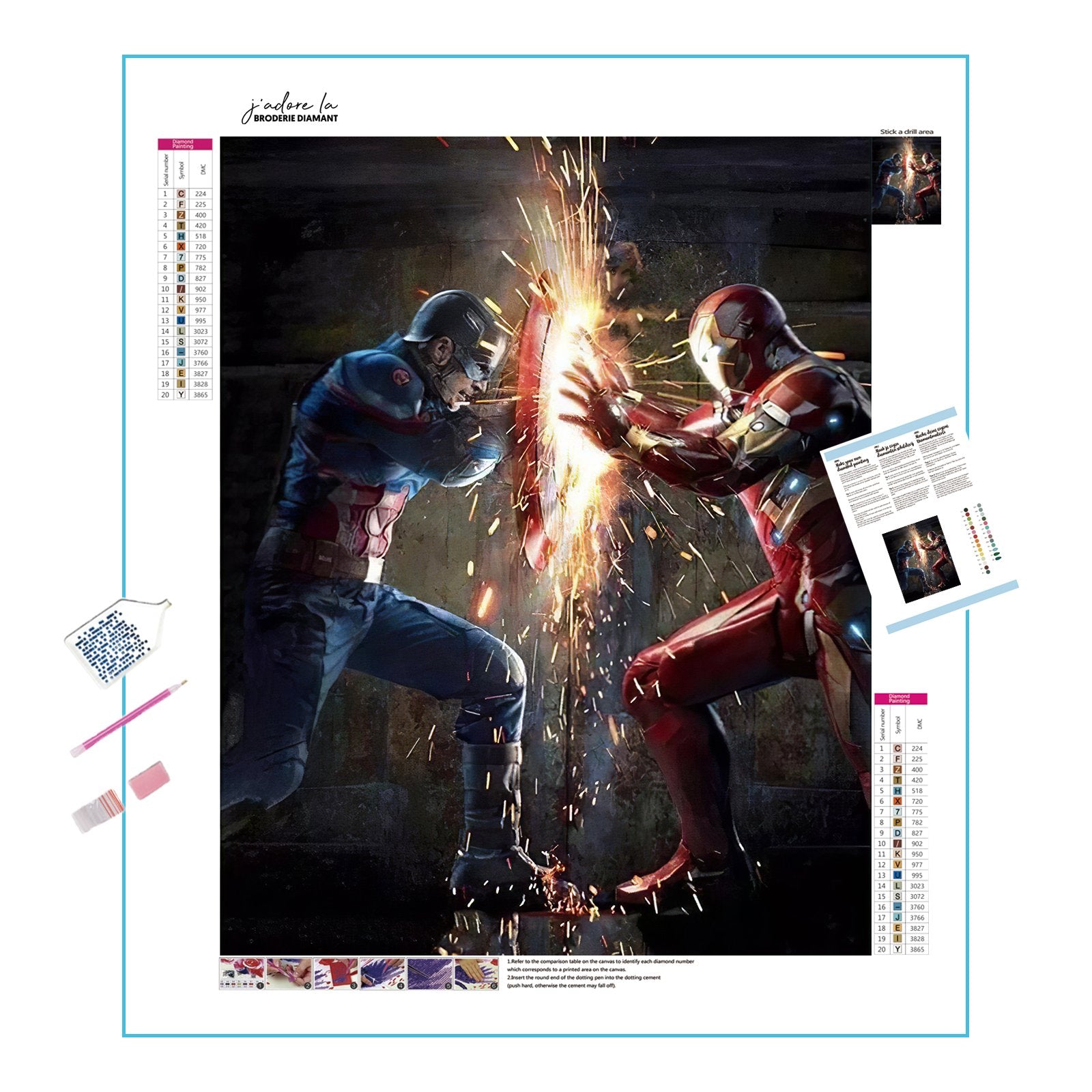 Witness the legendary showdown: Captain America Vs Iron Man.Marvel Captain America Vs Iron Man - Diamondartlove