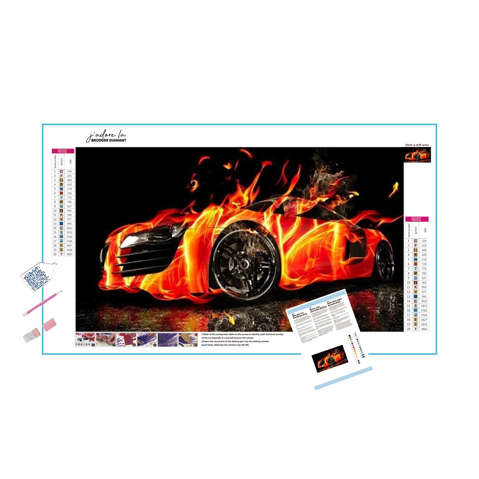 Feel the thrill of speed with blazing car artwork.Fiery Car Artwork - Diamondartlove
