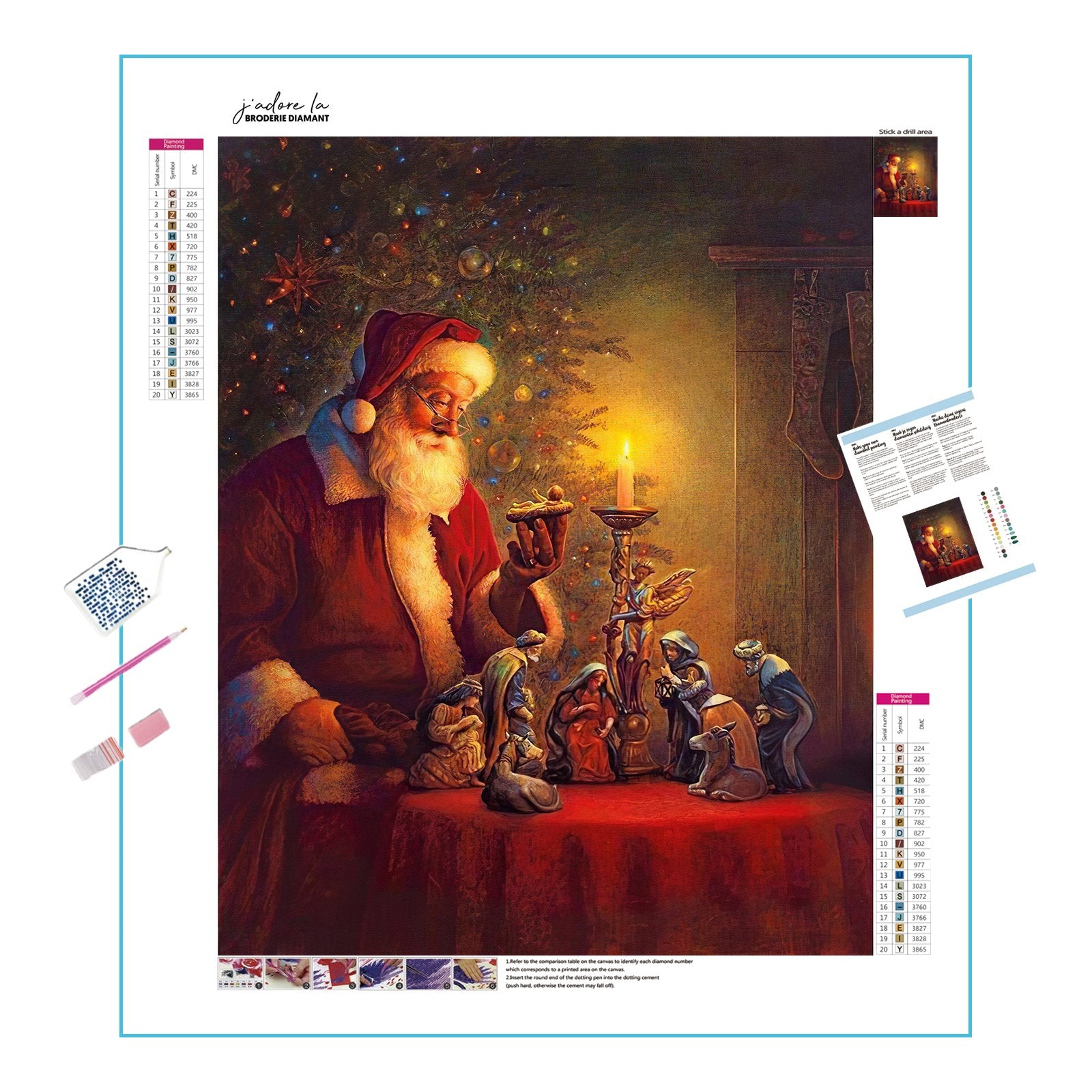 Light up your Christmas decor with Santa by a glowing lamp, a beacon of warmth and joy.Santa And The Lamp - Diamondartlove
