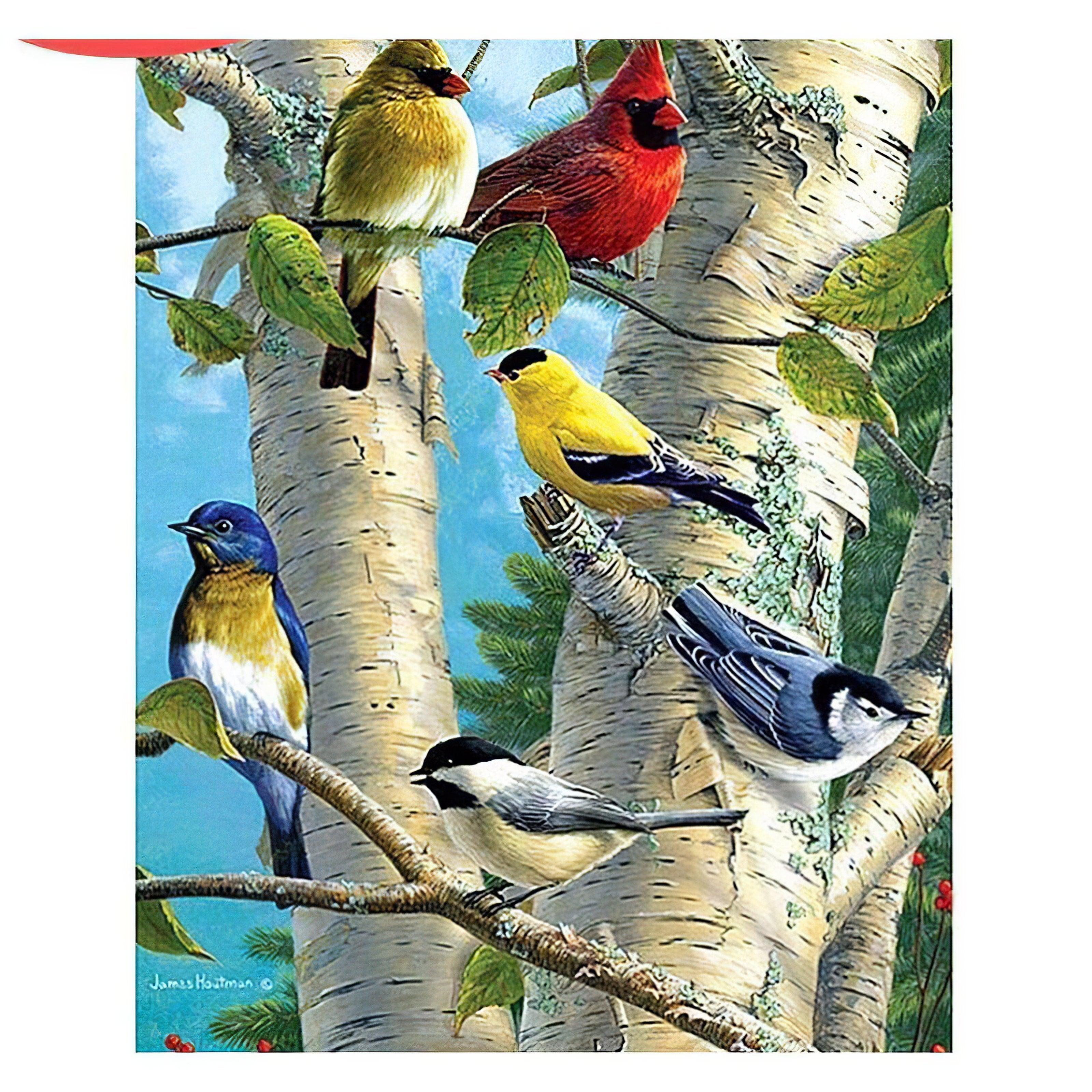 Harmony in avian life, a tree vibrant with birdsong. Birds In The Tree - Diamondartlove