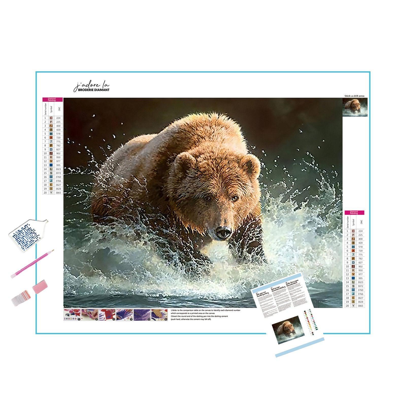 Add a touch of whimsy to your space with our Bear, a charming wildlife Bear Drinking Water - Diamondartlove