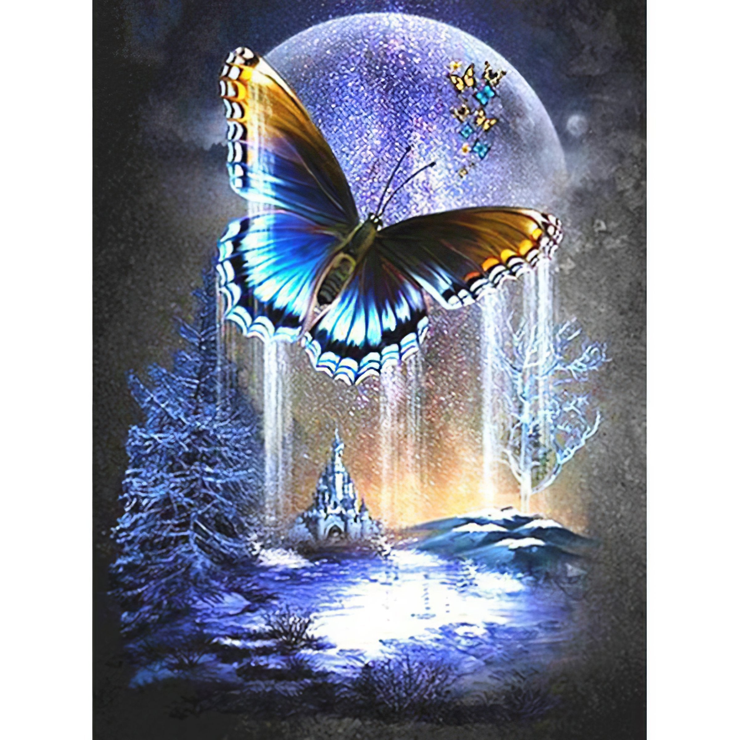 A mystical butterfly under the moonlight. Butterfly And Moon - Diamondartlove