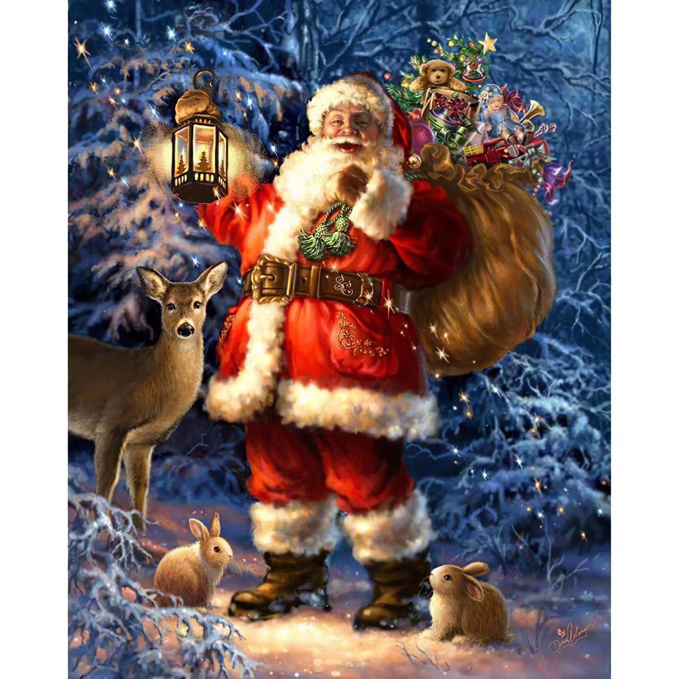 Join Santa and his loyal animal friends in a heartwarming holiday scene.Santa And His Animals - Diamondartlove