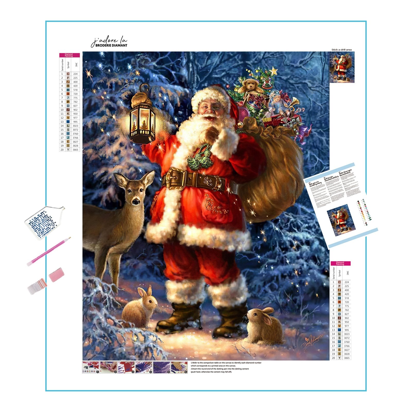 Join Santa and his loyal animal friends in a heartwarming holiday scene.Santa And His Animals - Diamondartlove