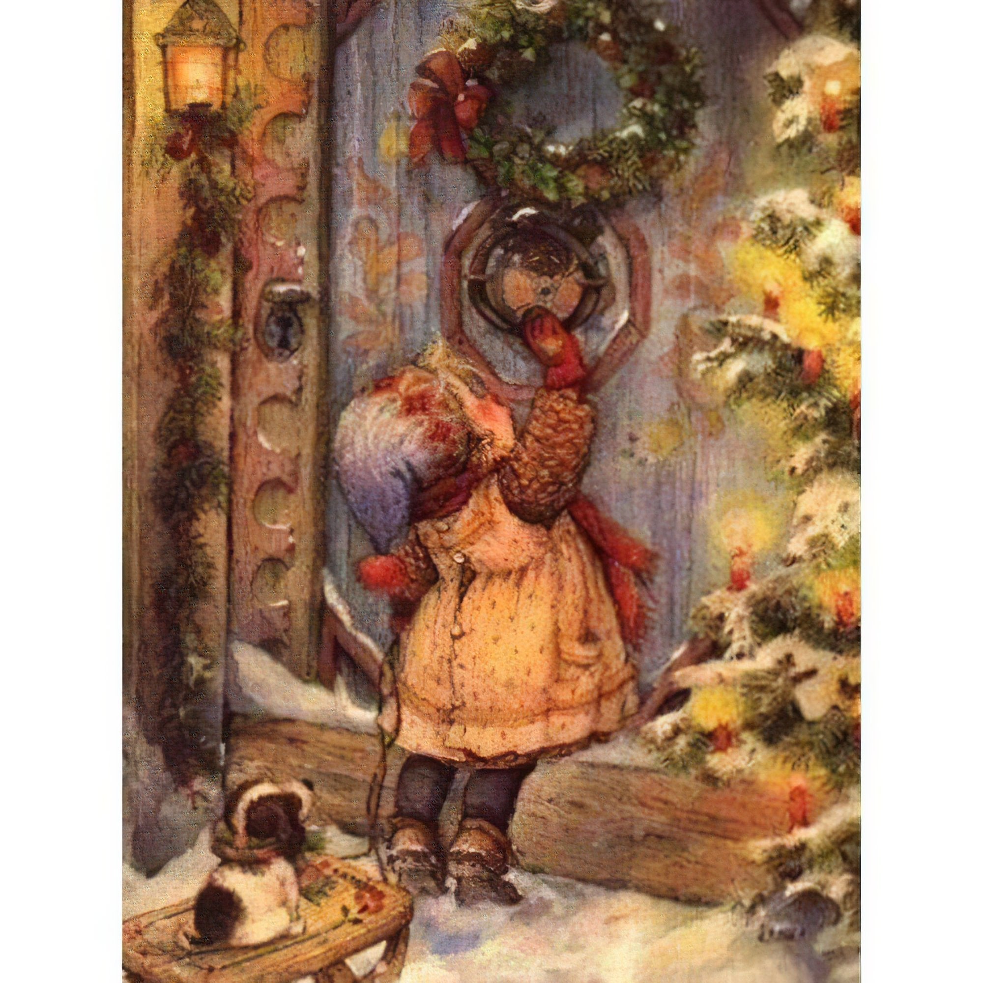 Cherish joy and friendship of a girl and her puppy in holiday bliss.Christmas Little Puppy And Little Girl - Diamondartlove