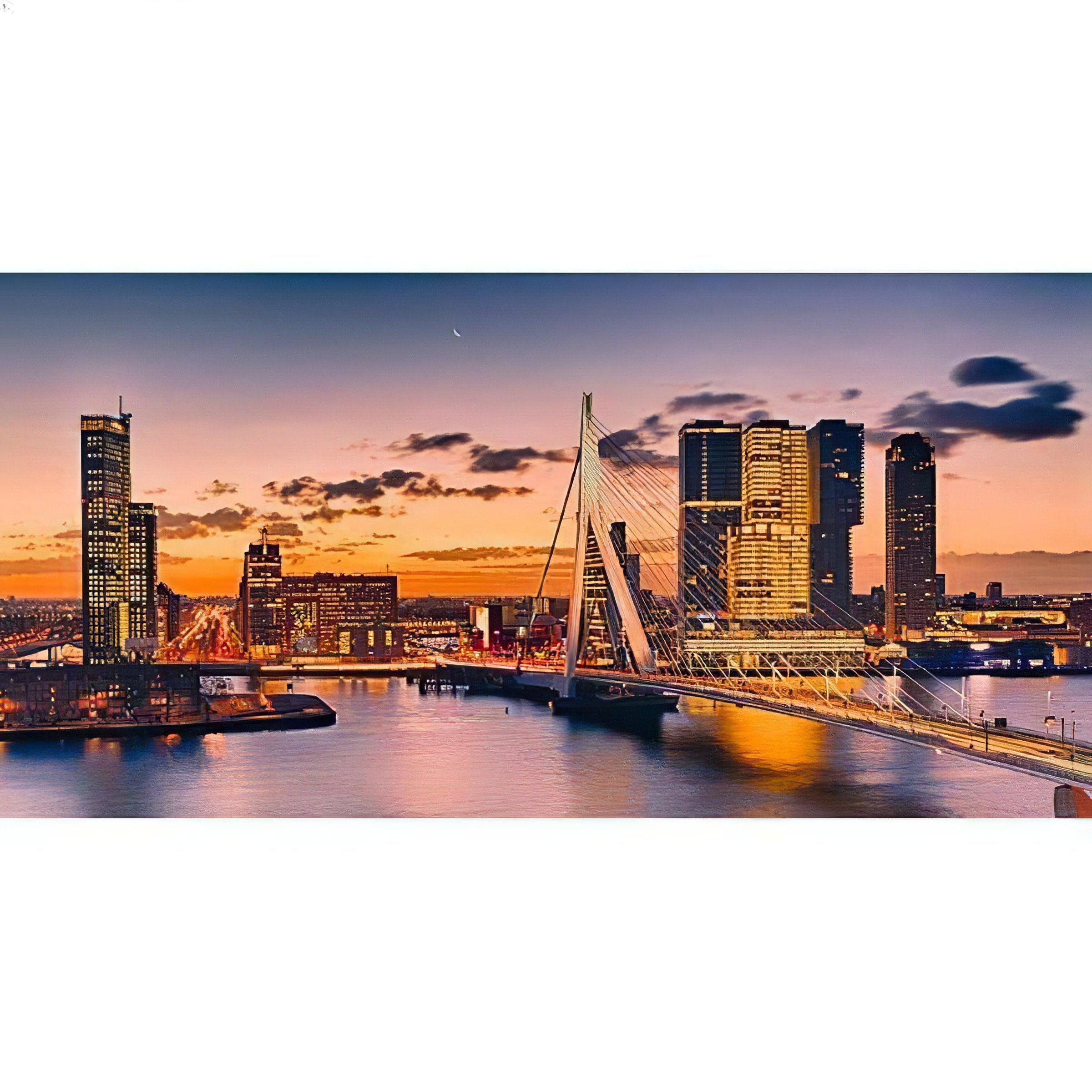 Modern engineering meets art in the iconic Bridge of Rotterdam's striking silhouette. Bridge Of Rotterdam - Diamondartlove