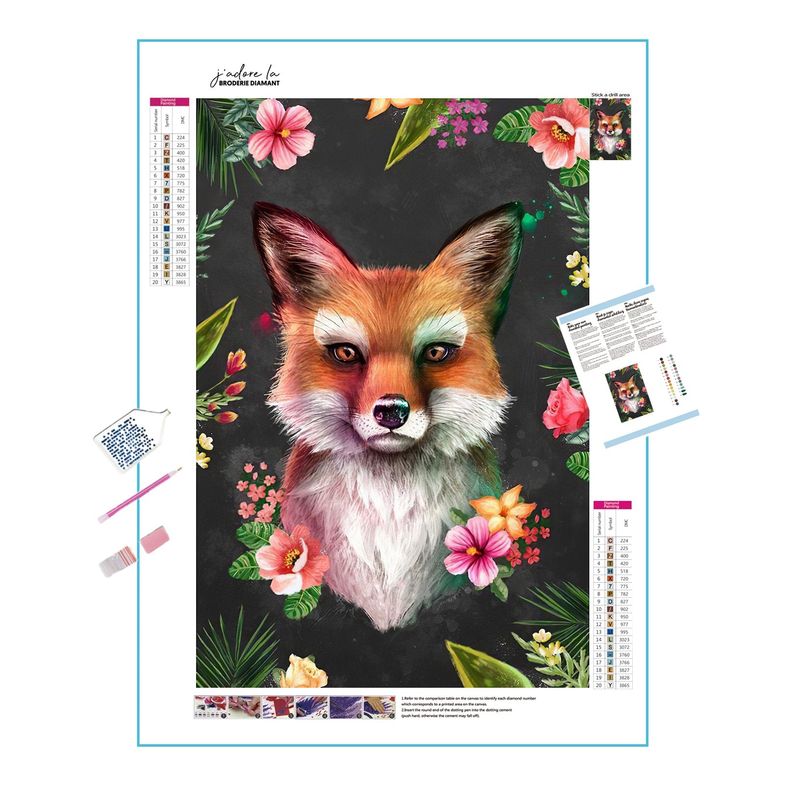 Discover the charm of a fox amidst vibrant flowers.Fox And Flower - Diamondartlove