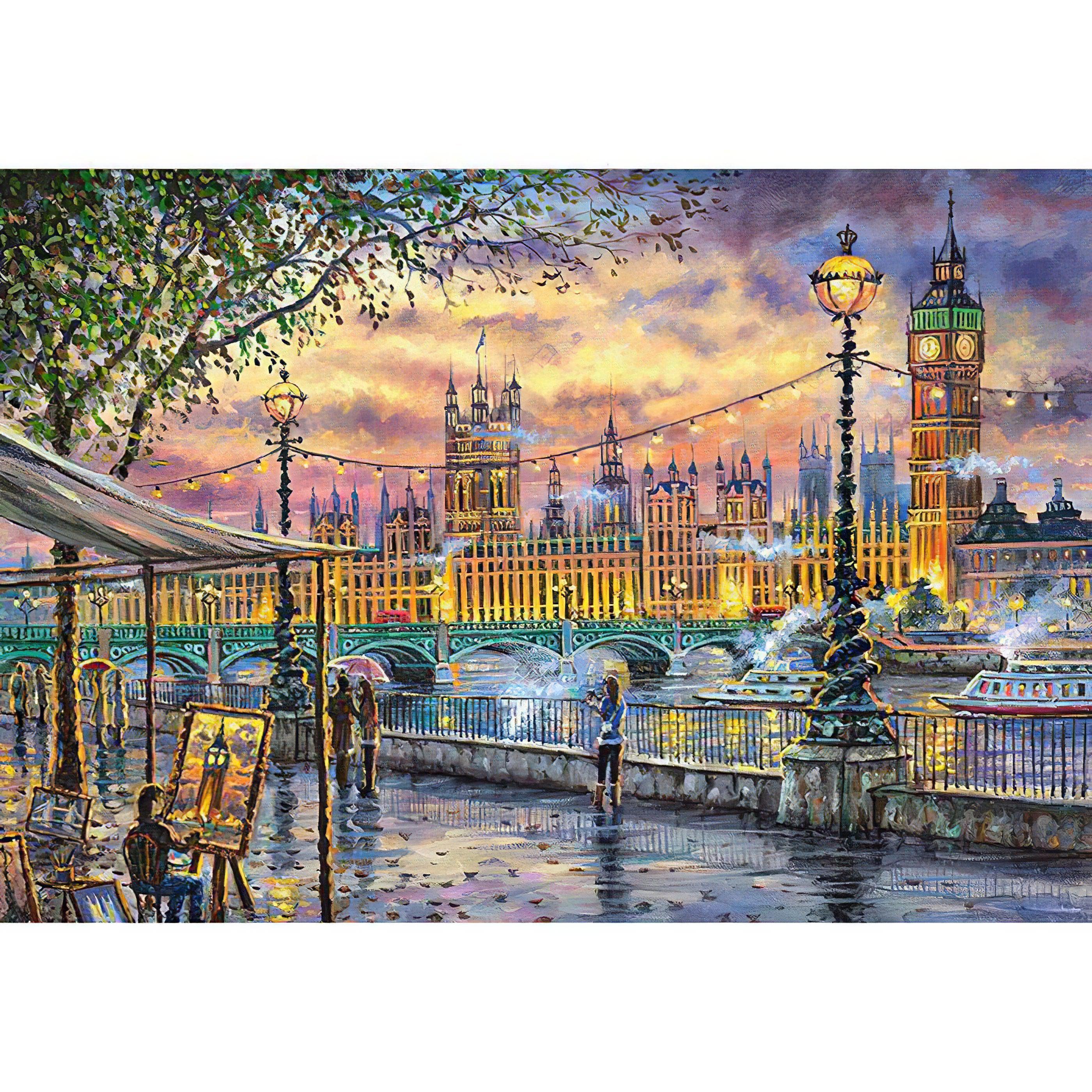 Marvel at the iconic London Bridge Over River scene.London Bridge Over River - Diamondartlove