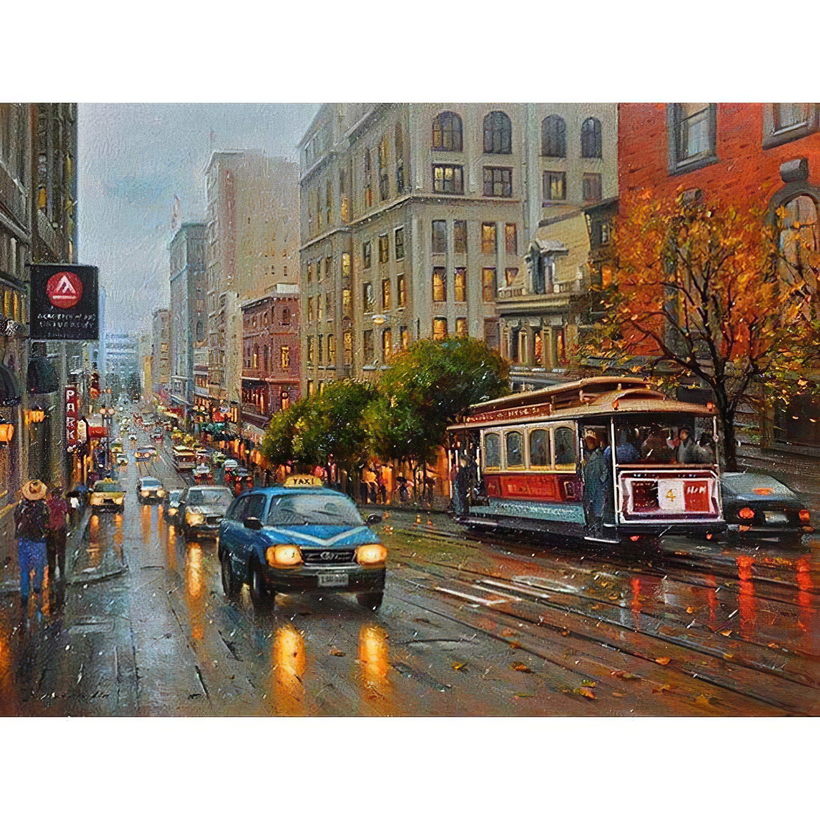Depict urban life with Crowded Road And City art.Crowded Road And City - Diamondartlove