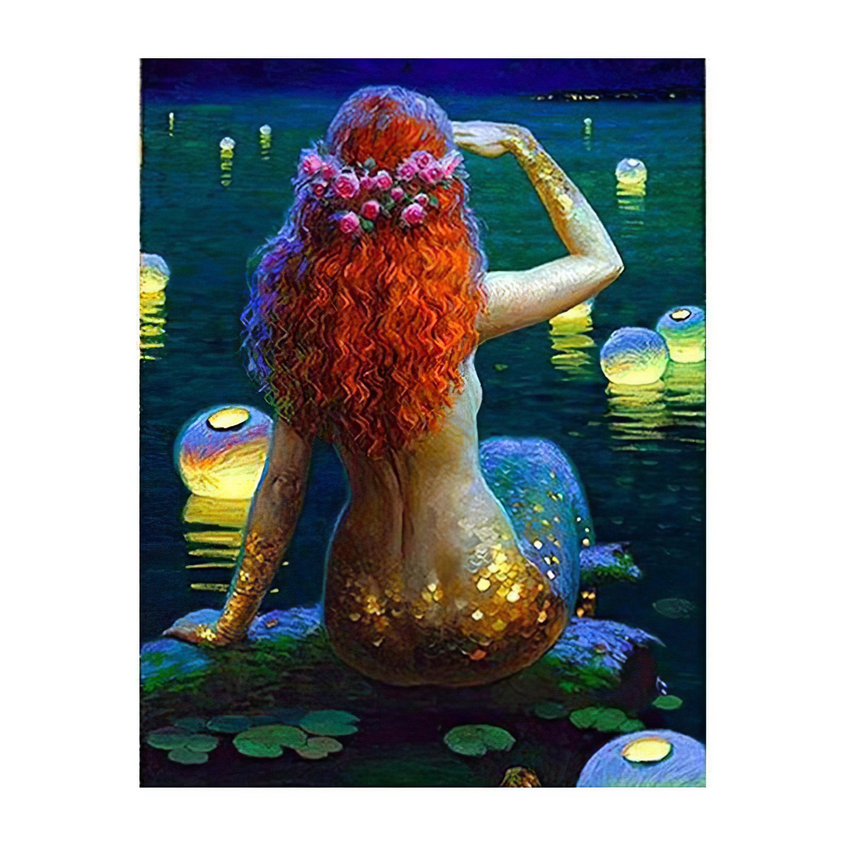 Submerge into the depths of oceanic enchantment.Mermaid - Diamondartlove